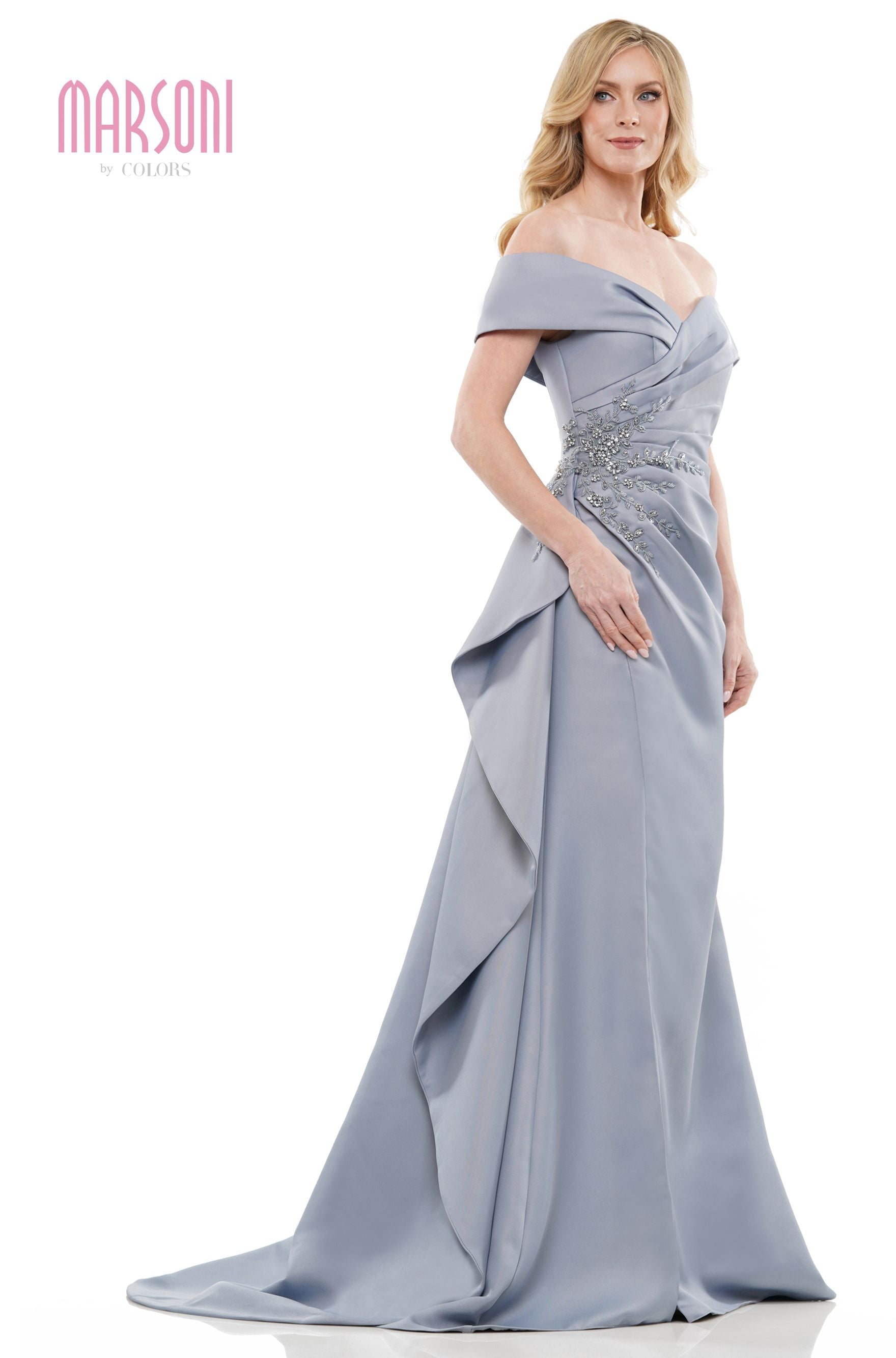 Marsoni by Colors -MV1235 Fit and Flare Dress With Off Shoulder