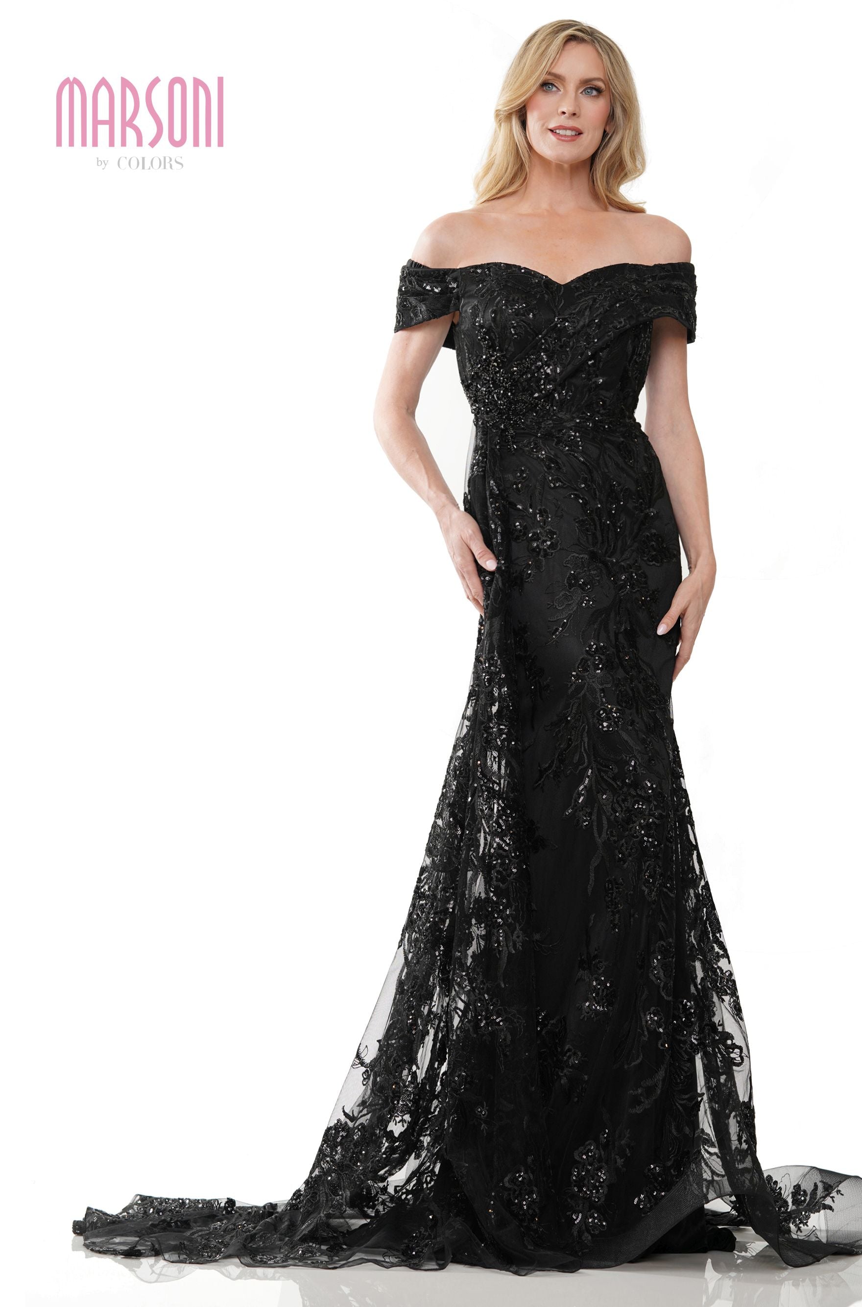 Marsoni by Colors -MV1242 Fit and Flare Dress With Beaded Embellishment