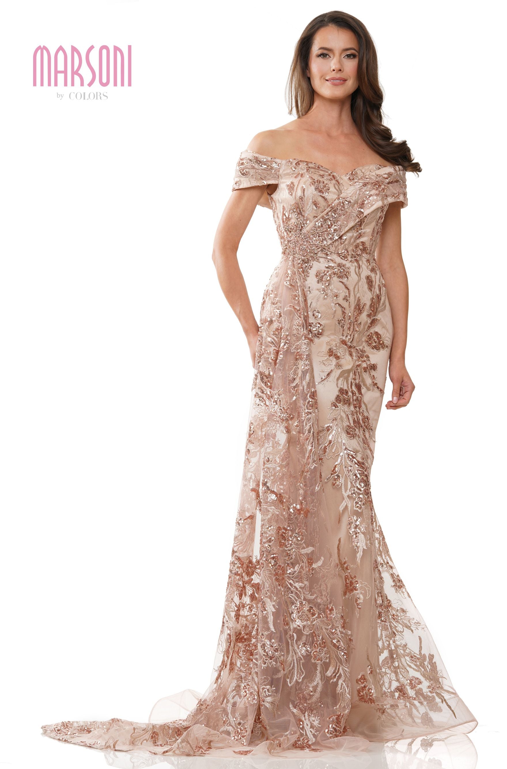 Marsoni by Colors -MV1242 Fit and Flare Dress With Beaded Embellishment