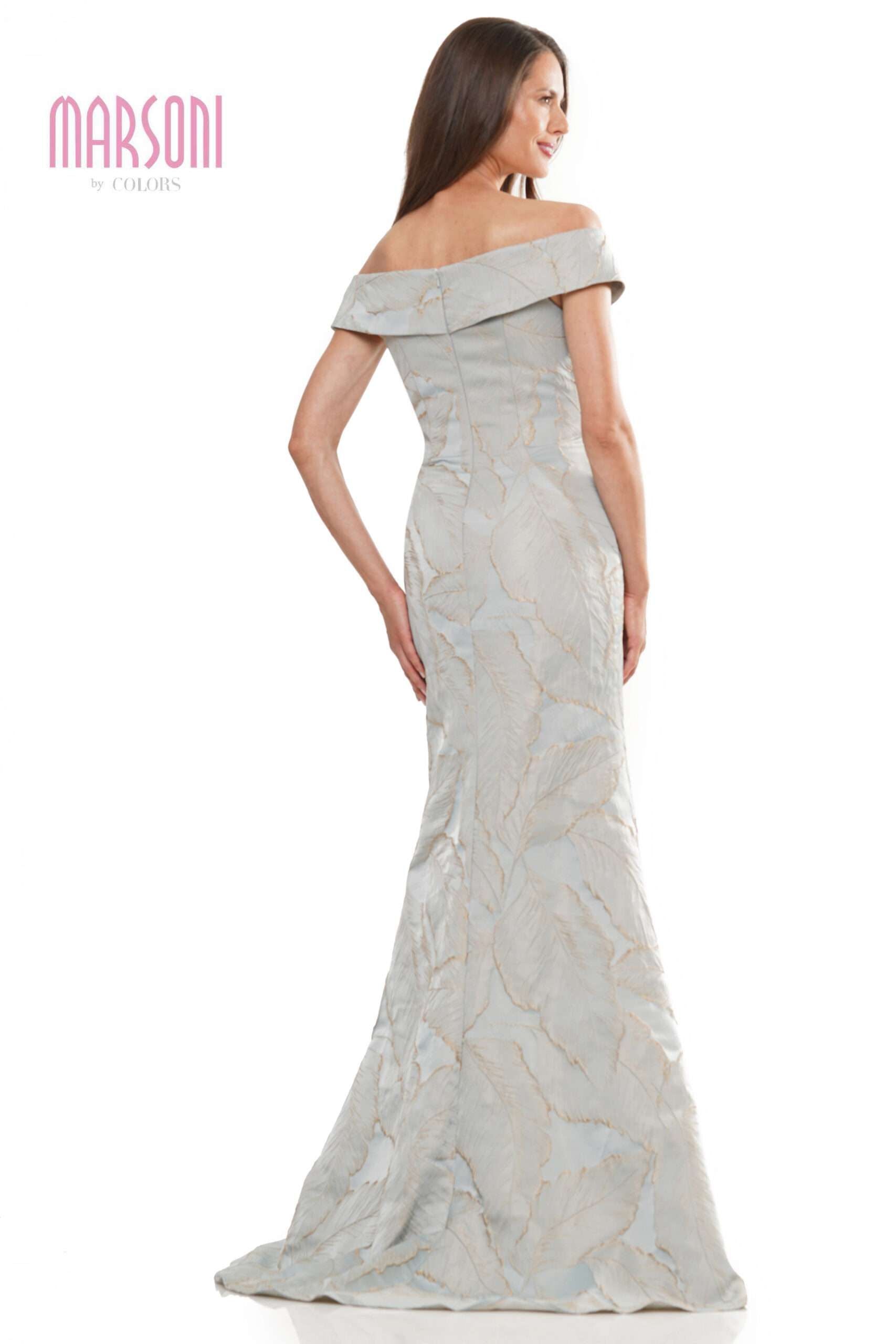 Clearance Sale Marsoni by Colors -MV1266CL Off-Shoulder Trumpet Fit Dress