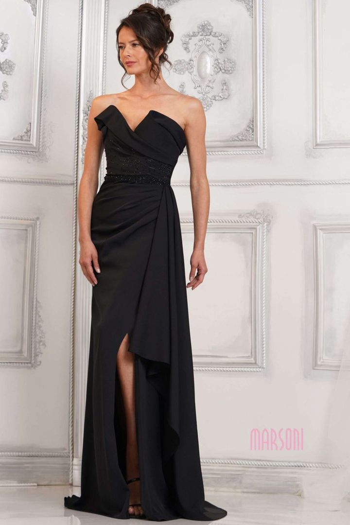 Marsoni by Colors -MV1304 Strapless Crepe Sheath Dress