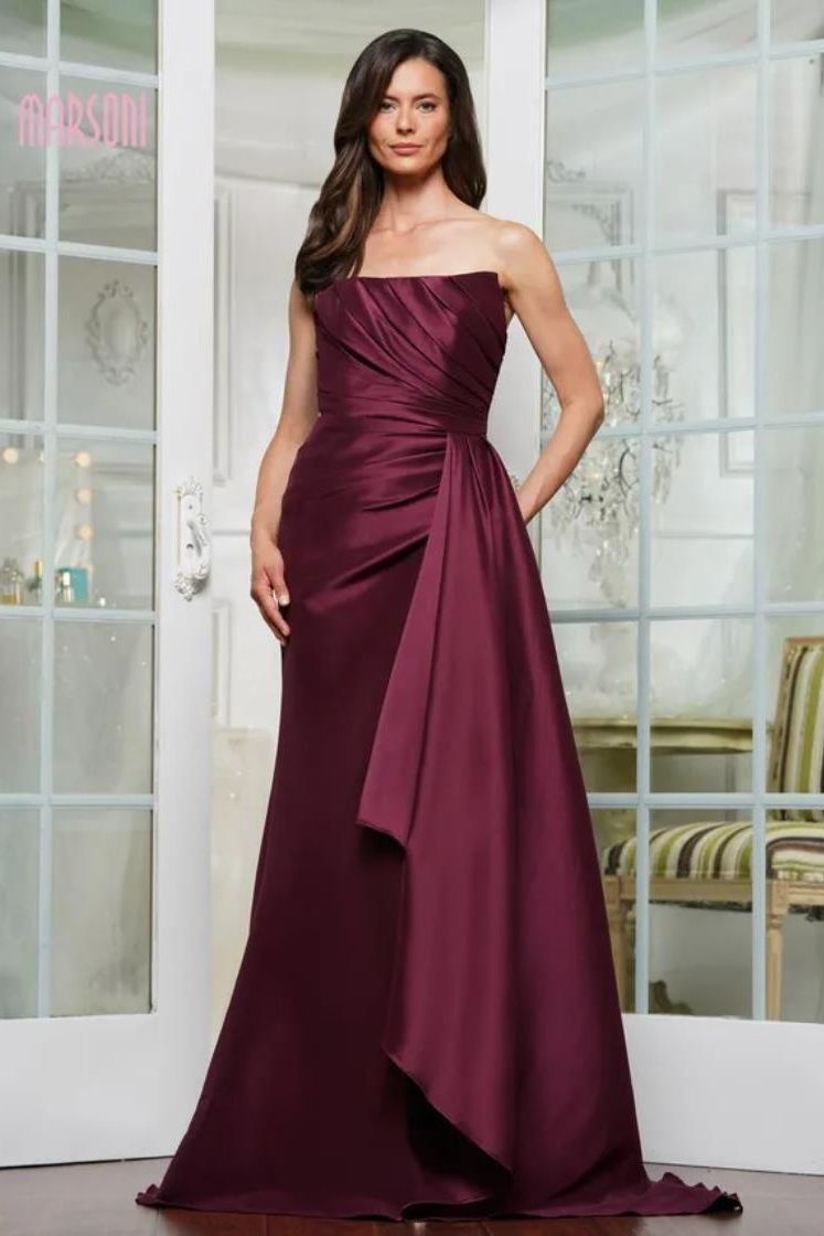 Marsoni by Colors -MV1326 Strapless pointy neckline fit & flare gown