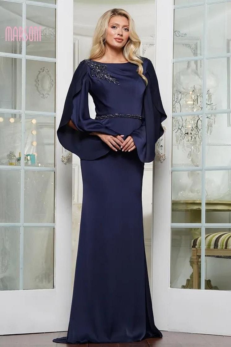 Marsoni by Colors -MV1348 Fit And Flare Beaded Embellished Evening Gown