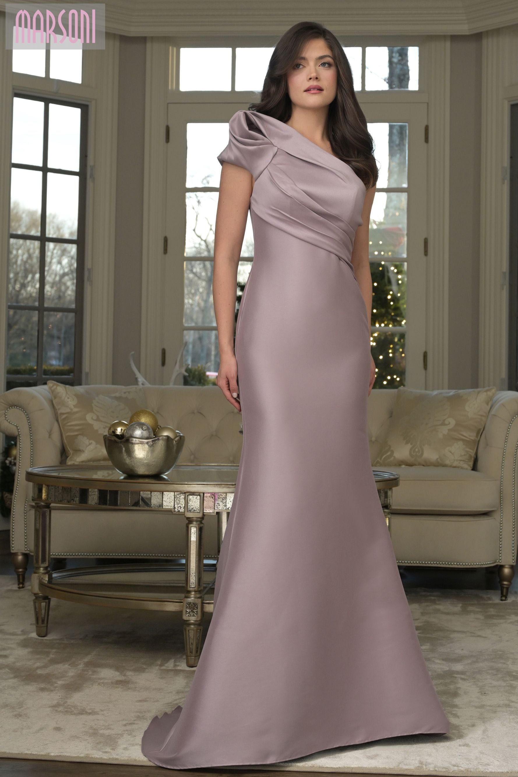 Marsoni by Colors -MV1358 One Shoulder Mermaid Long Gown