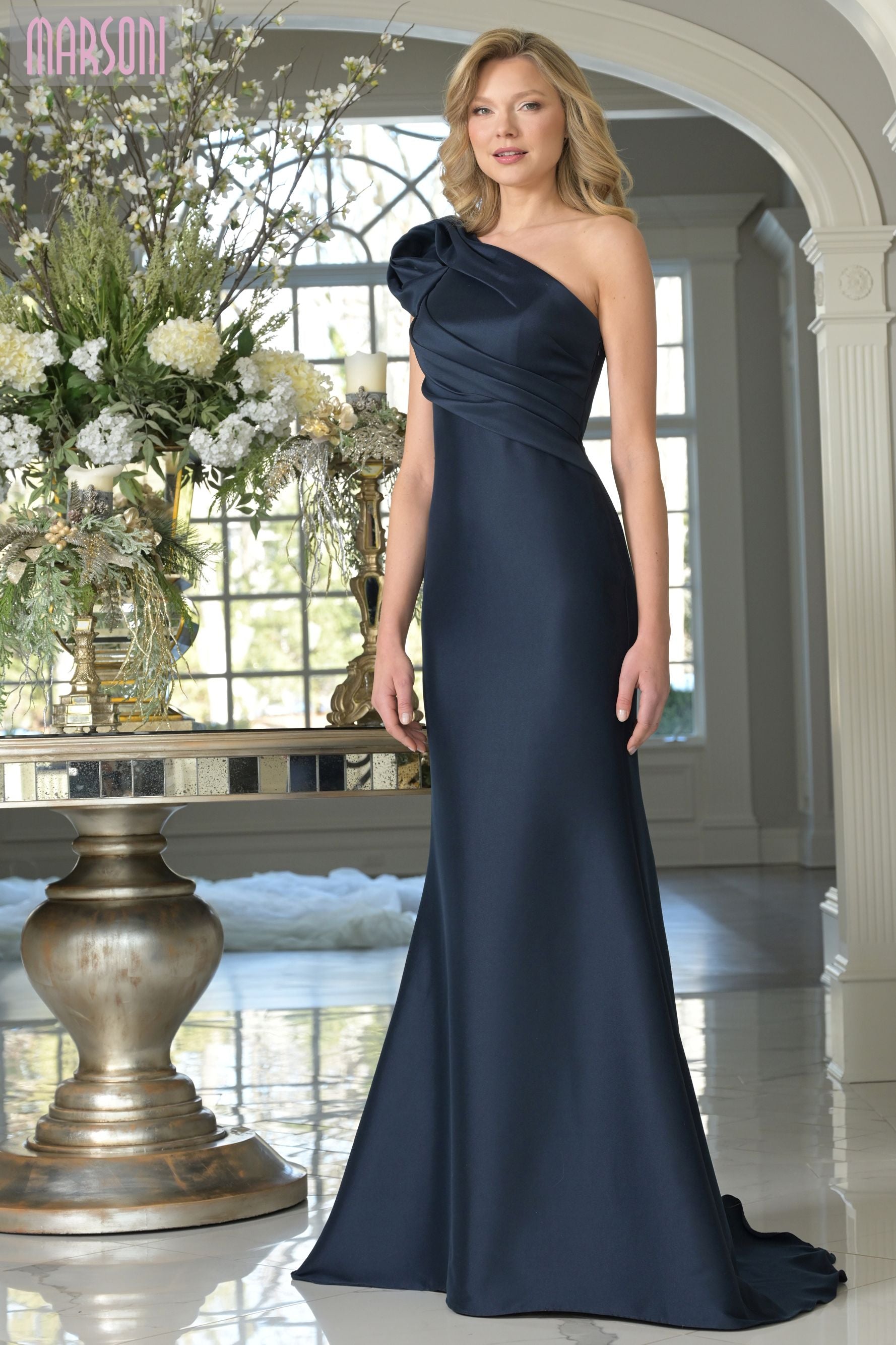 Marsoni by Colors -MV1358 One Shoulder Mermaid Long Gown