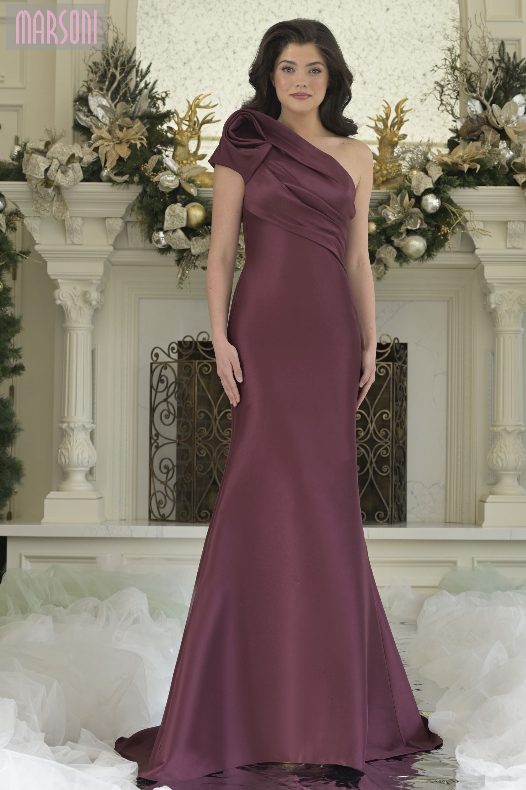 Marsoni by Colors -MV1358 One Shoulder Mermaid Long Gown