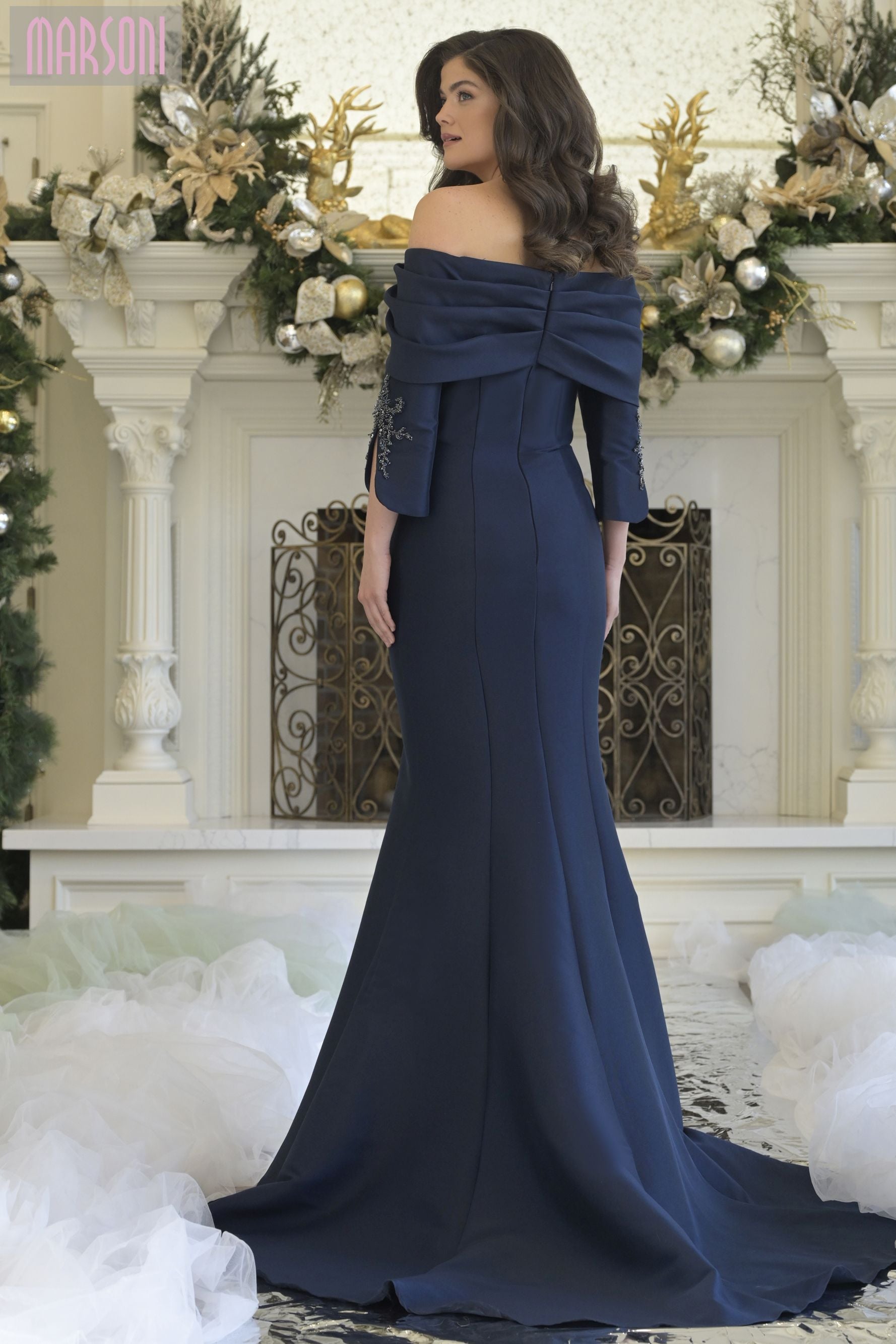 Marsoni by Colors -MV1360 Elegant Off-Shoulder Mermaid Gown