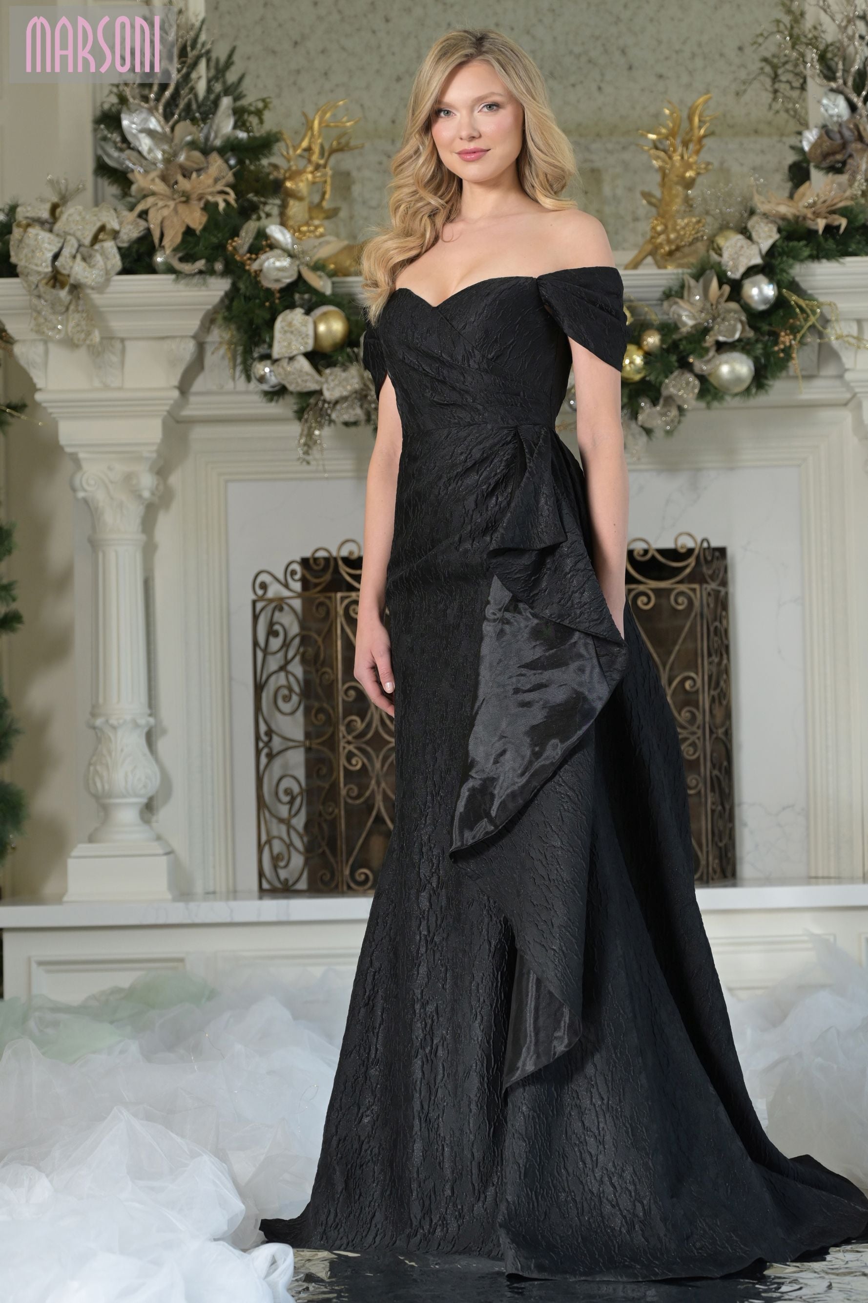 Marsoni by Colors -MV1365 Off Shoulder Sweetheart Sheath Gown