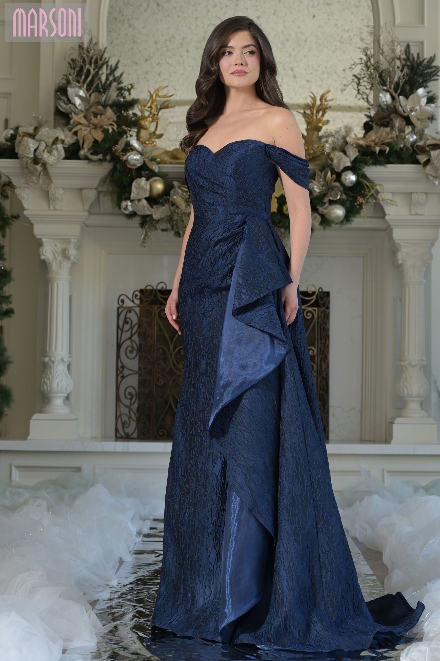 Marsoni by Colors -MV1365 Off Shoulder Sweetheart Sheath Gown