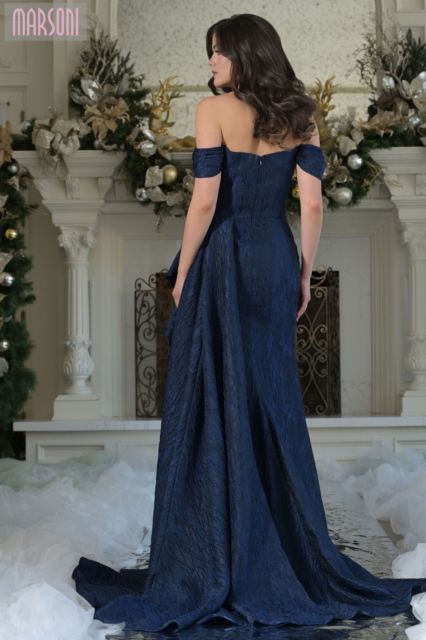 Marsoni by Colors -MV1365 Off Shoulder Sweetheart Sheath Gown