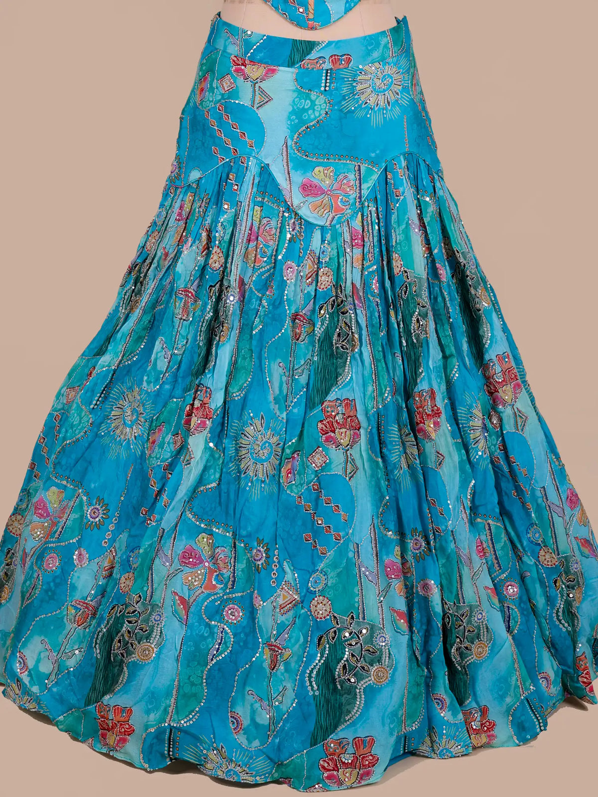 MyFashion KLS-2790 Designer Sky Blue Chinon Party Wear Lehenga With Sequins Work