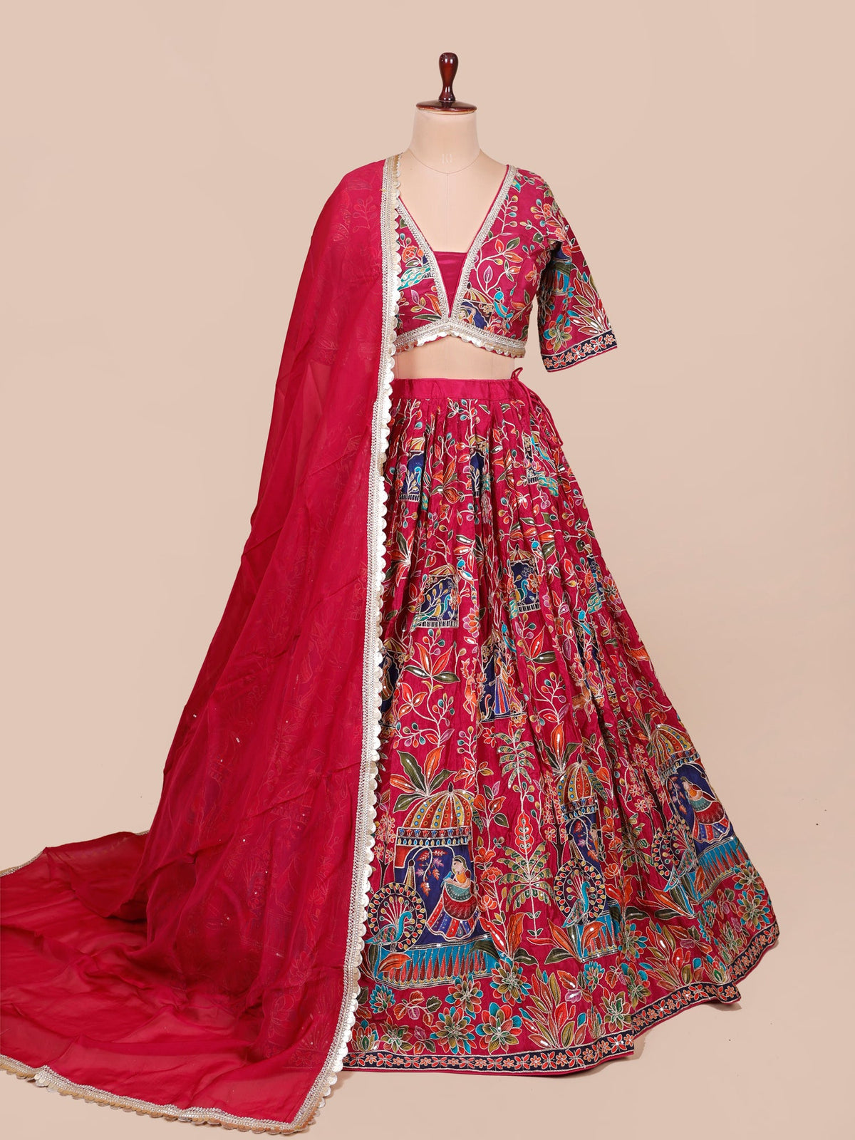MyFashion KLS-2420 Pink Mirage Crepe Silk Lehenga Featuring Intricate Kashmiri Gota