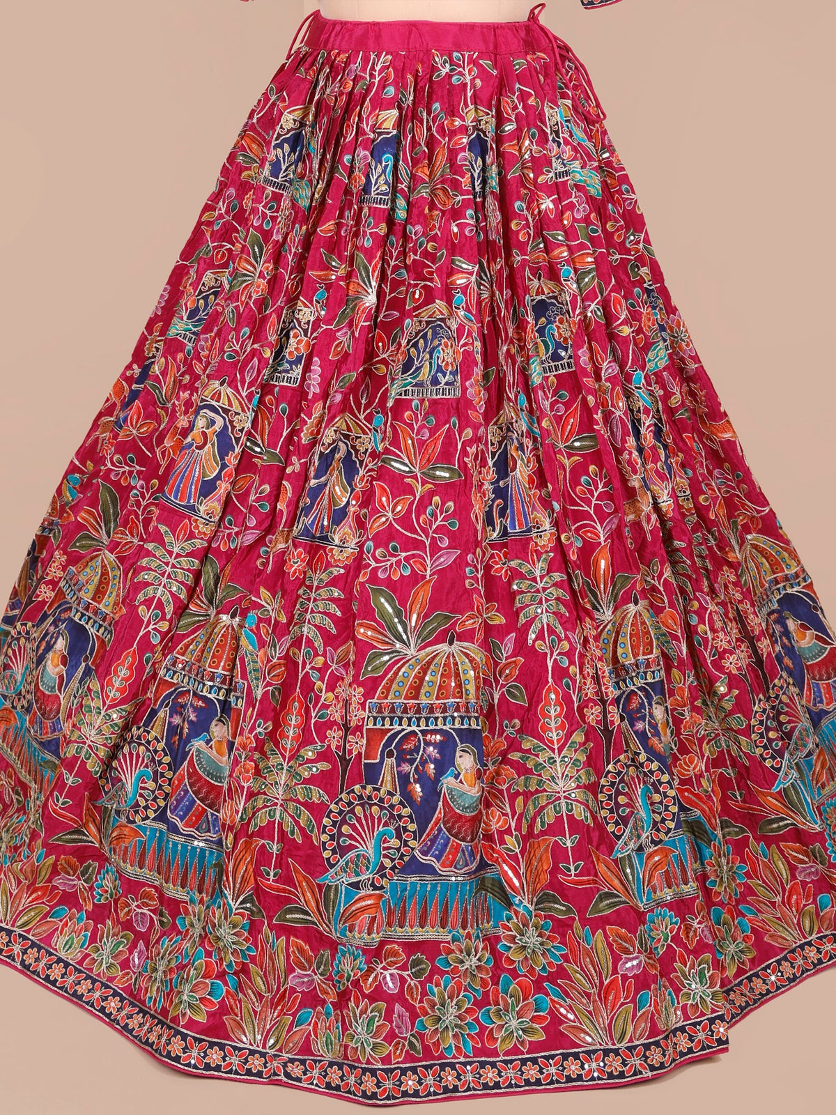 MyFashion KLS-2420 Pink Mirage Crepe Silk Lehenga Featuring Intricate Kashmiri Gota