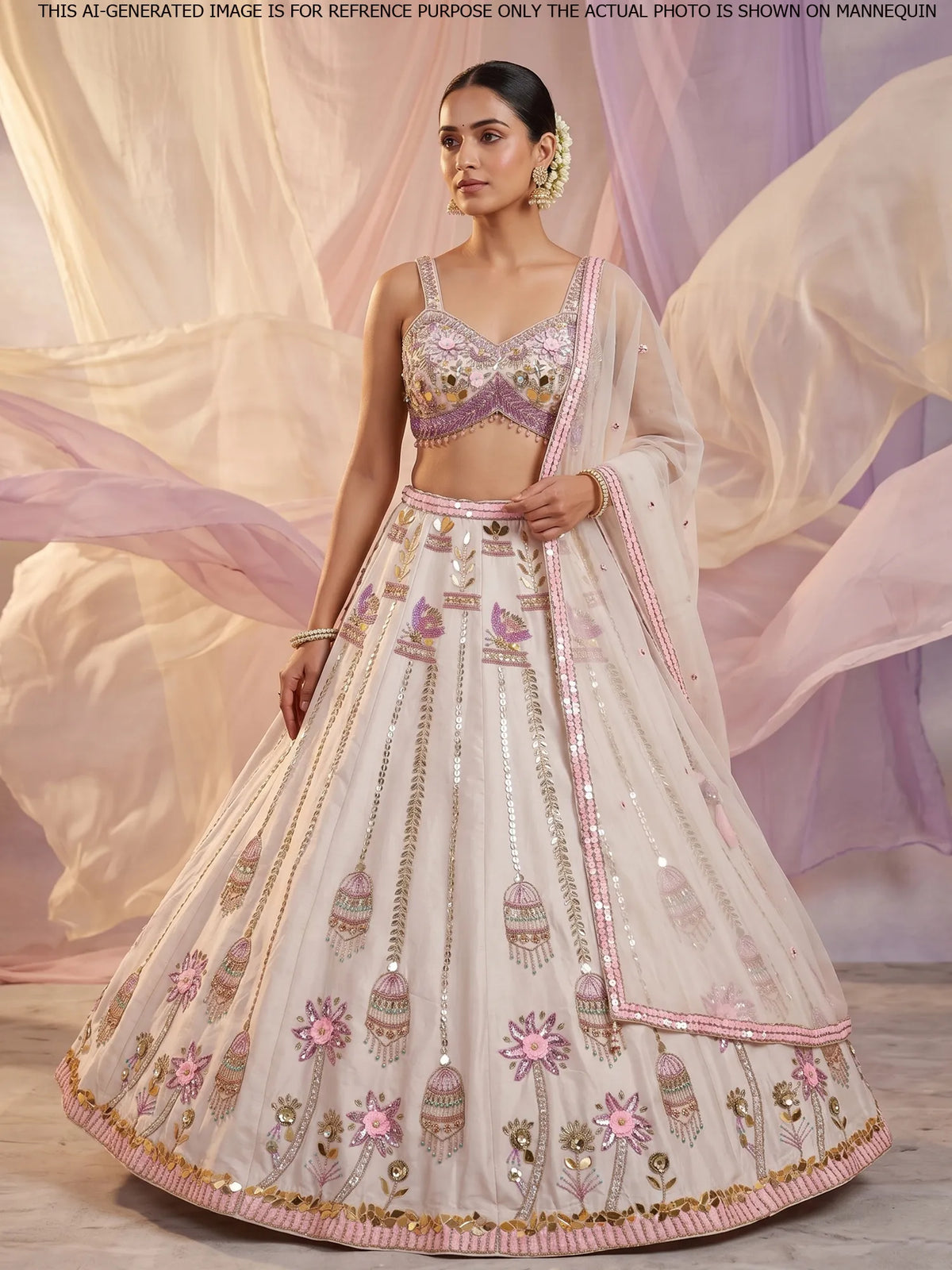 MyFashion KLS-2696 Off White Raw Silk Nazmira Aplique lehenga