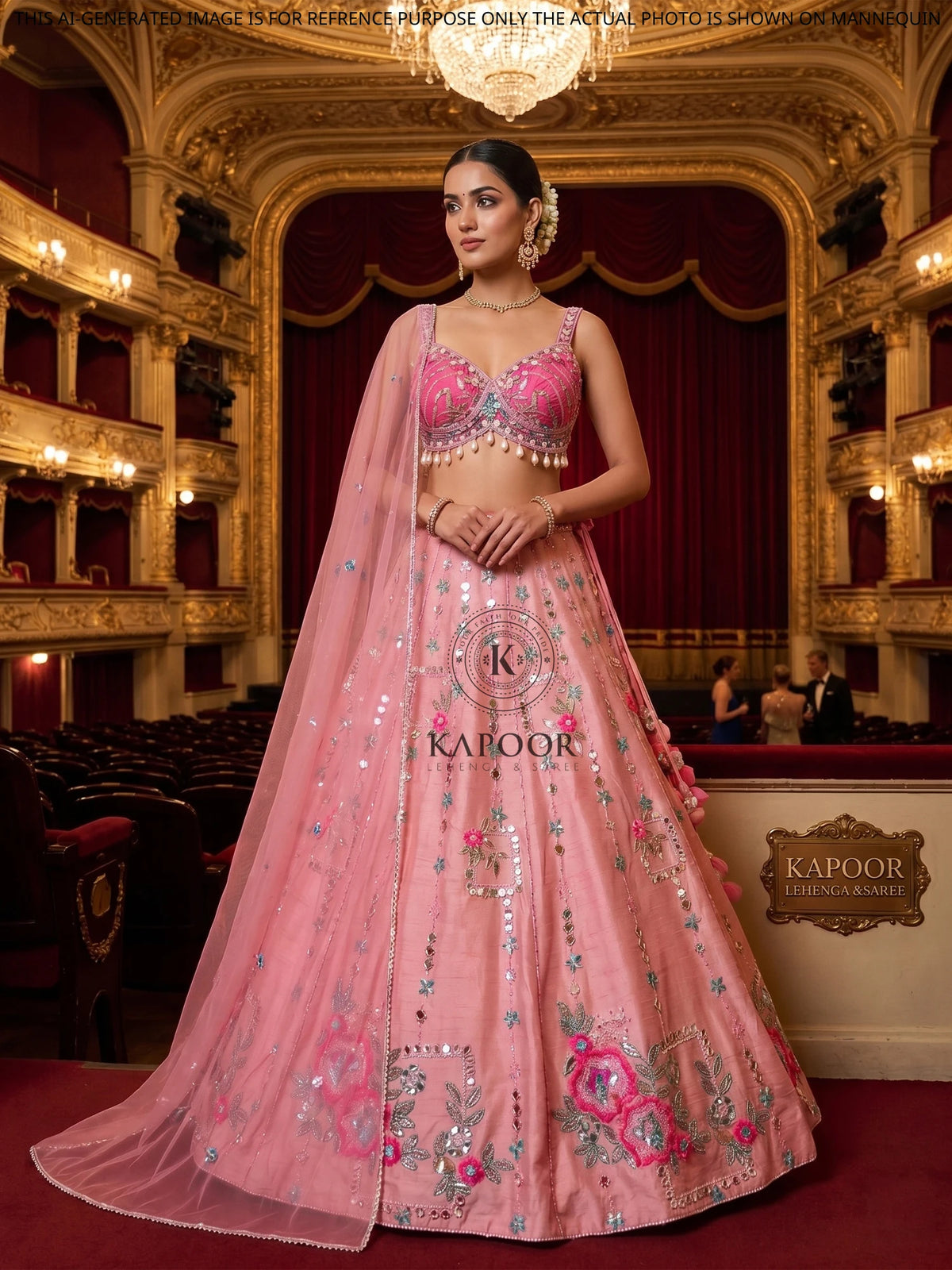 MyFashion KLS-2660 Roshana Pink Pearl Mirror Silk Lehenga