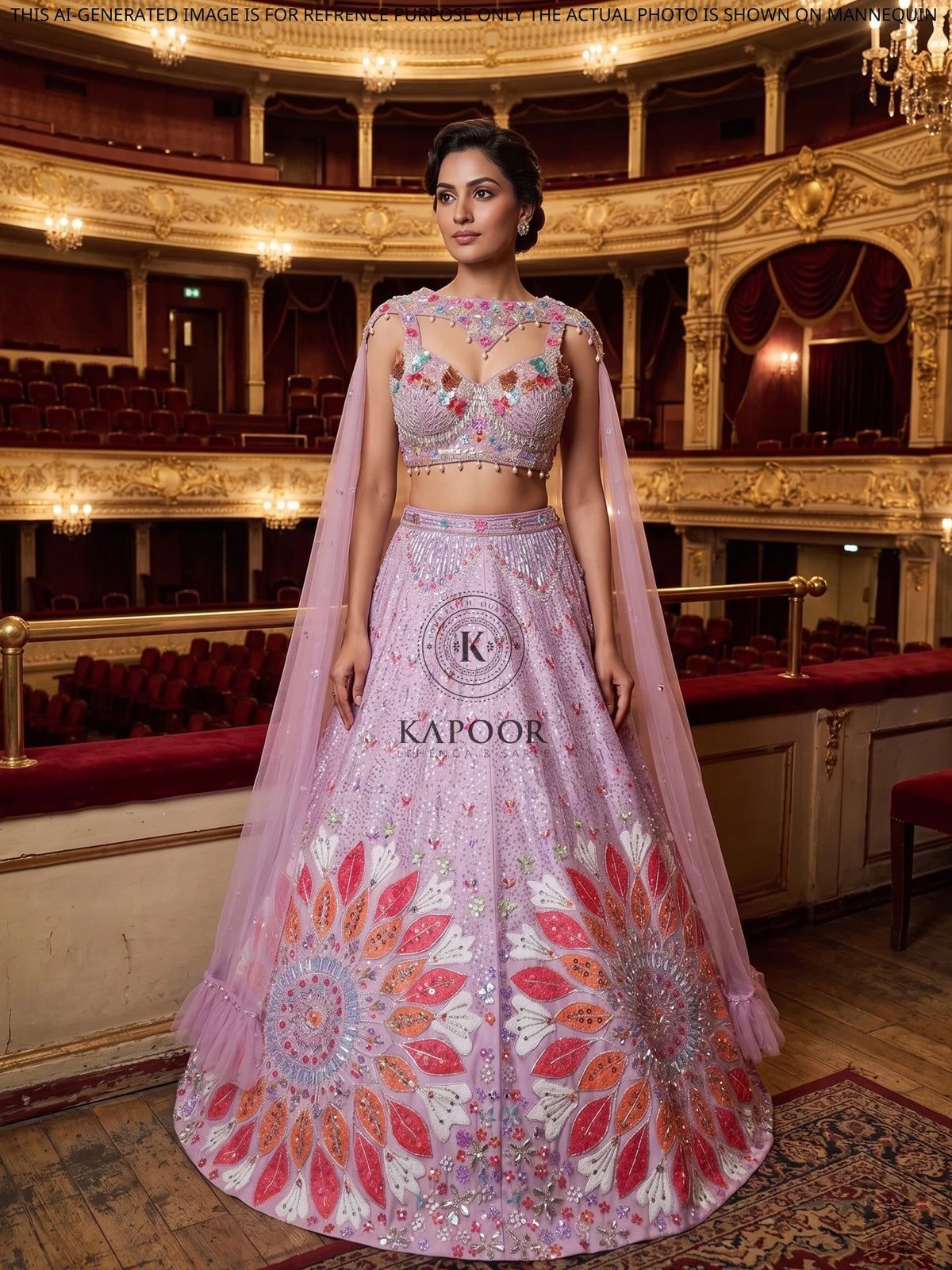 MyFashion KLS-2671 Silk Aplique Pearl Embellished Lehenga