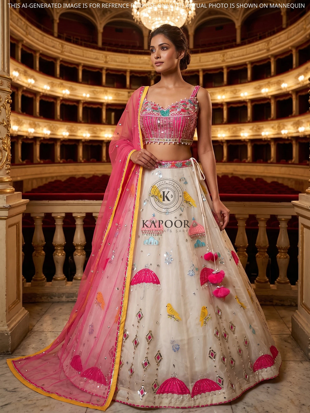 MyFashion KLS-2664 Pearl Moti Mirror Embellished Shimmer Silk Lehenga
