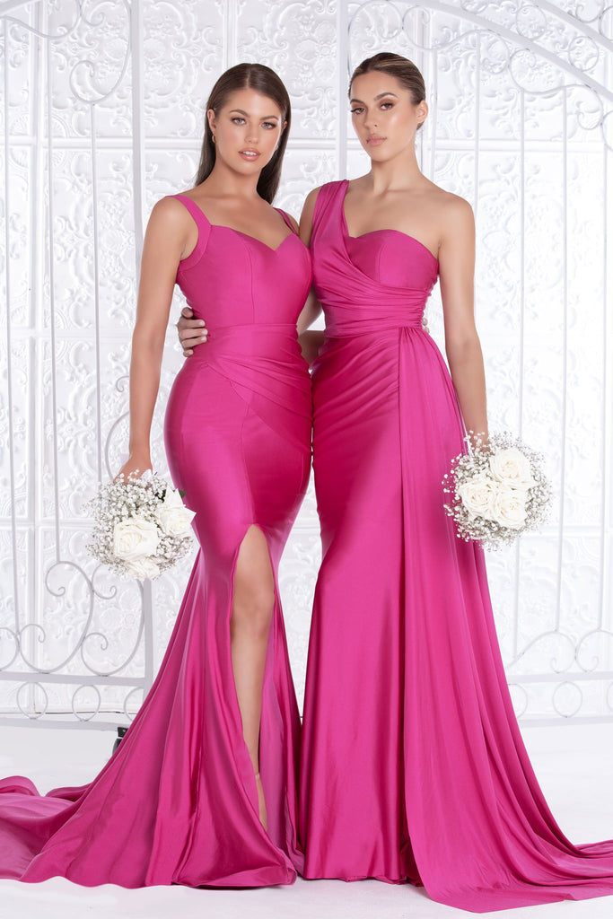 Sleeveless V Neck High Slit Mermaid Gown By Portia And Scarlett -PS6339
