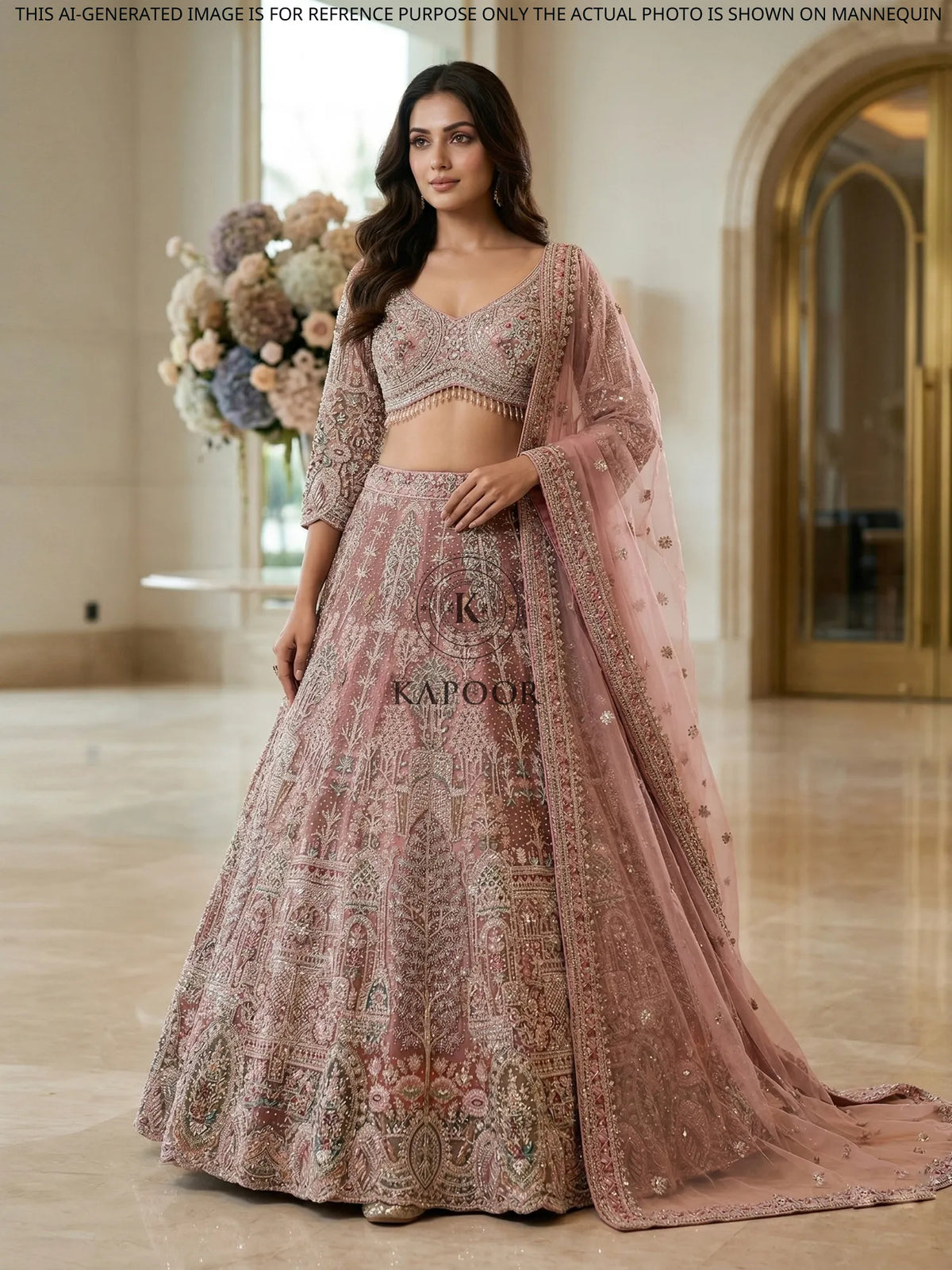 MyFashion KLS-2499 Pink Meherbaan Sparkle Net Lehenga
