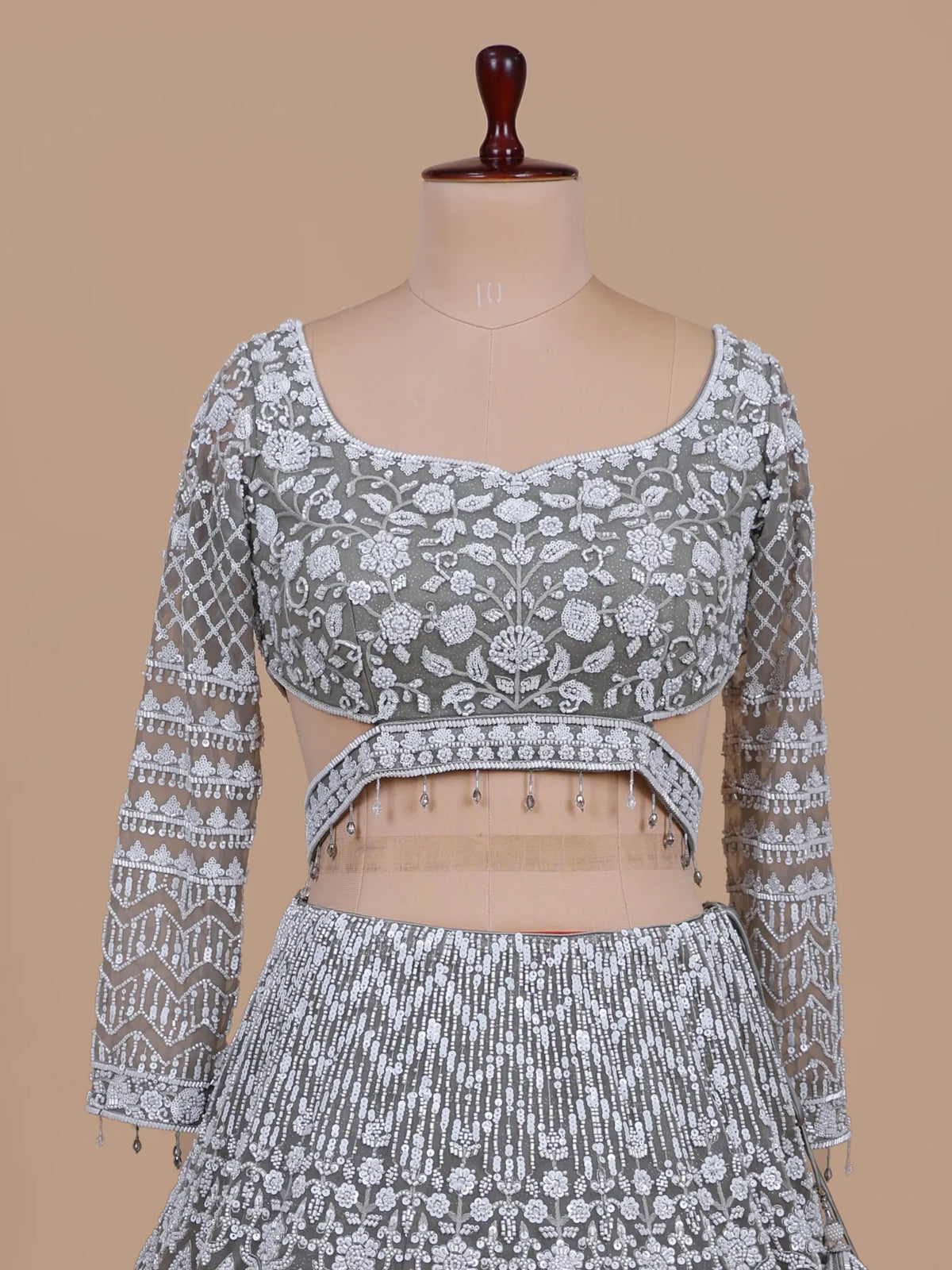 MyFashion KLS-2746 Luxury Grey Net Sequins Party Wear Lehenga