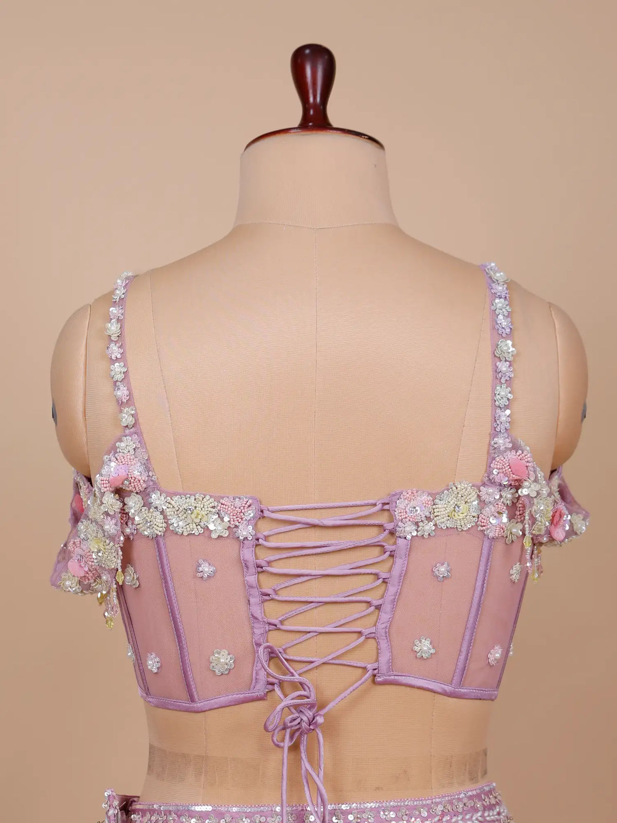 MyFashion KLS-2765 Stylish Lilac Party Wear Silk Lehenga Mirror Diamond Design