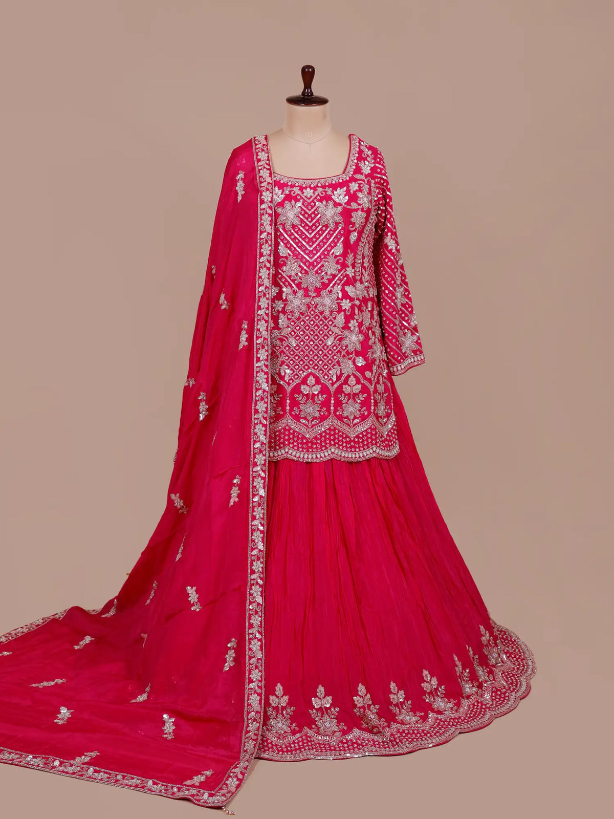 MyFashion -KLS-2844 Rani Pink Peplum Lehenga Set For Wedding And Festive Wear