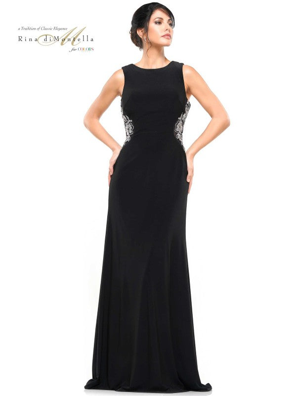 Rina Di Montella -RD2029 Beaded Jersey Sheath Dress