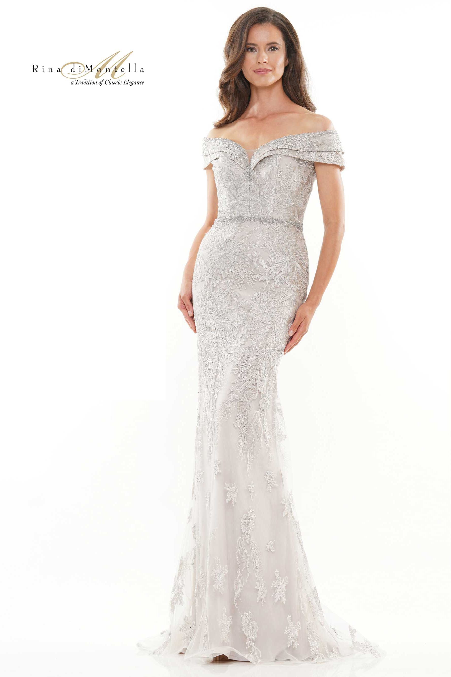 Rina Di Montella Beaded Lace Mermaid Gown -RD2737