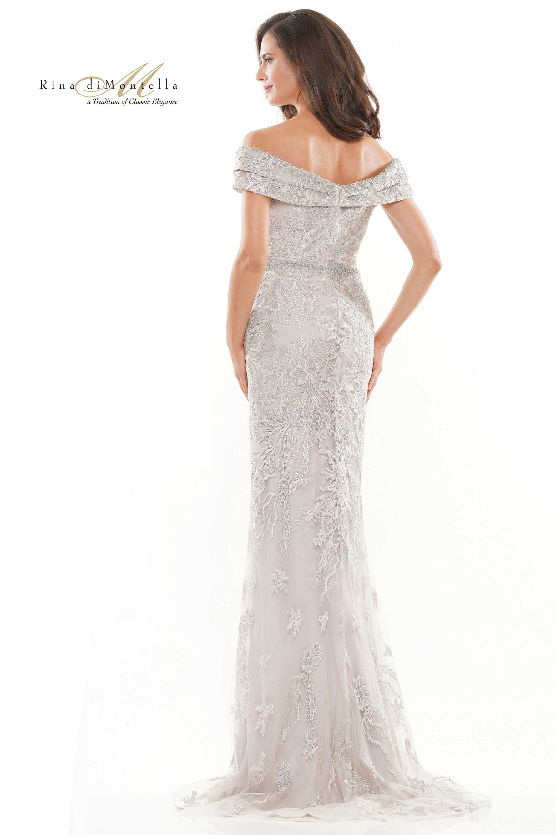 Rina Di Montella Beaded Lace Mermaid Gown -RD2737