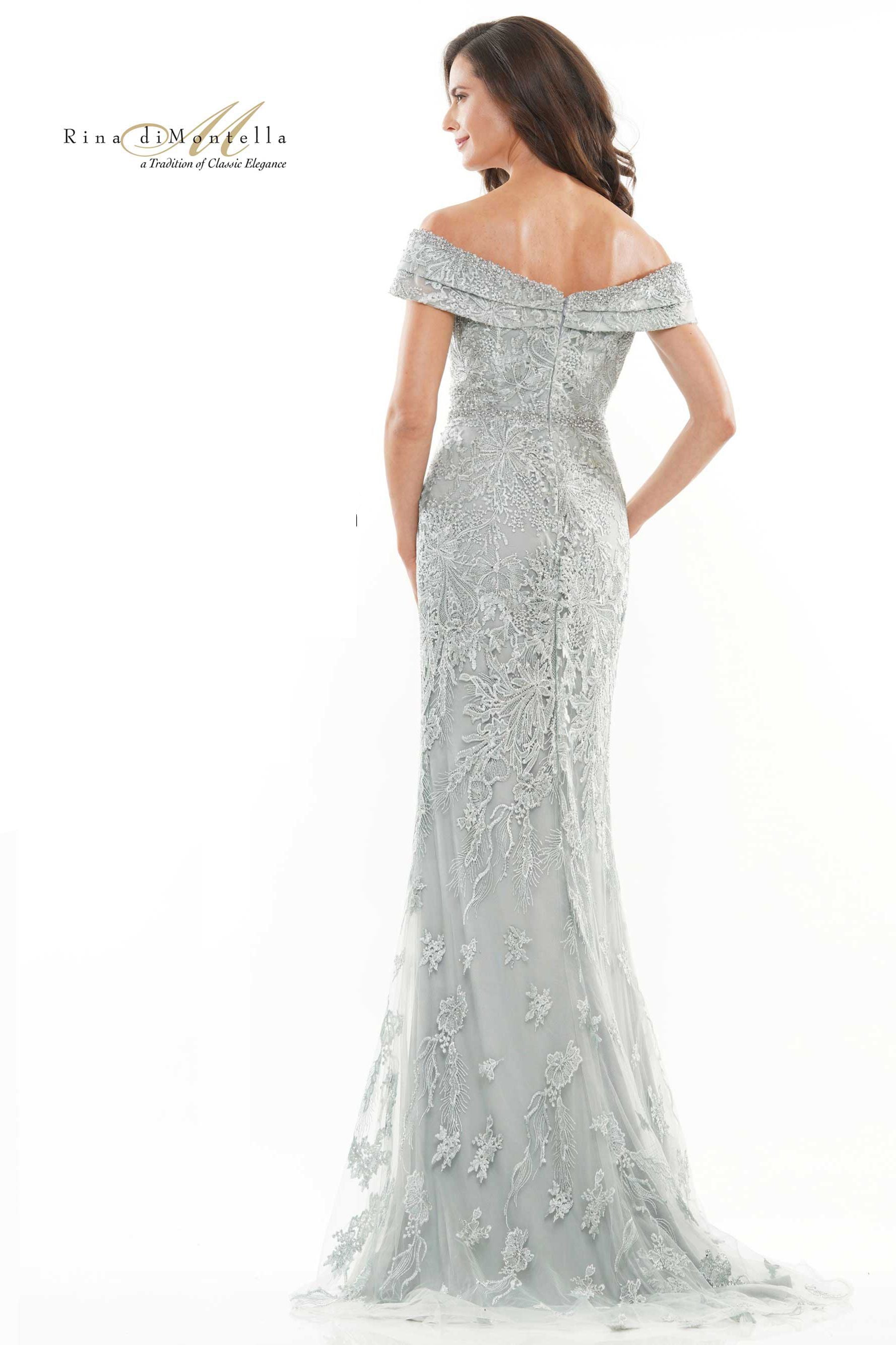 Rina Di Montella -RD2737 Beaded Lace Mermaid Gown
