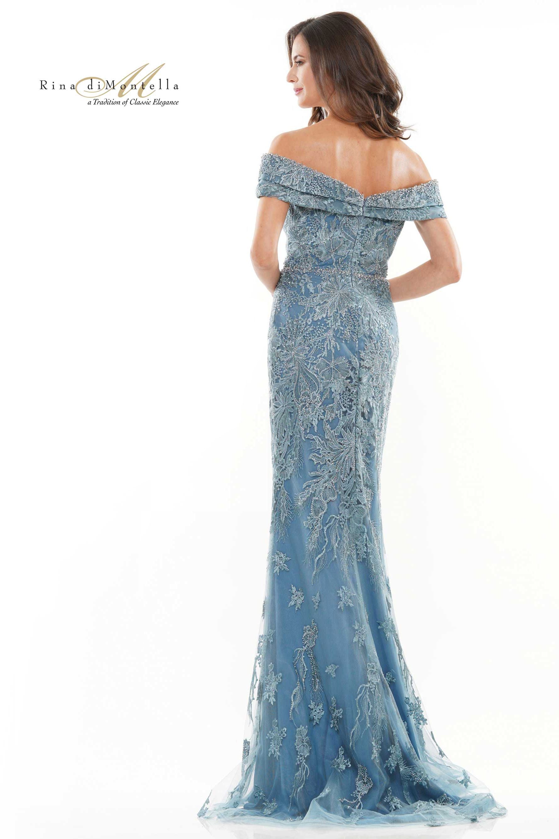 Rina Di Montella -RD2737-1 Beaded Lace Mermaid Gown