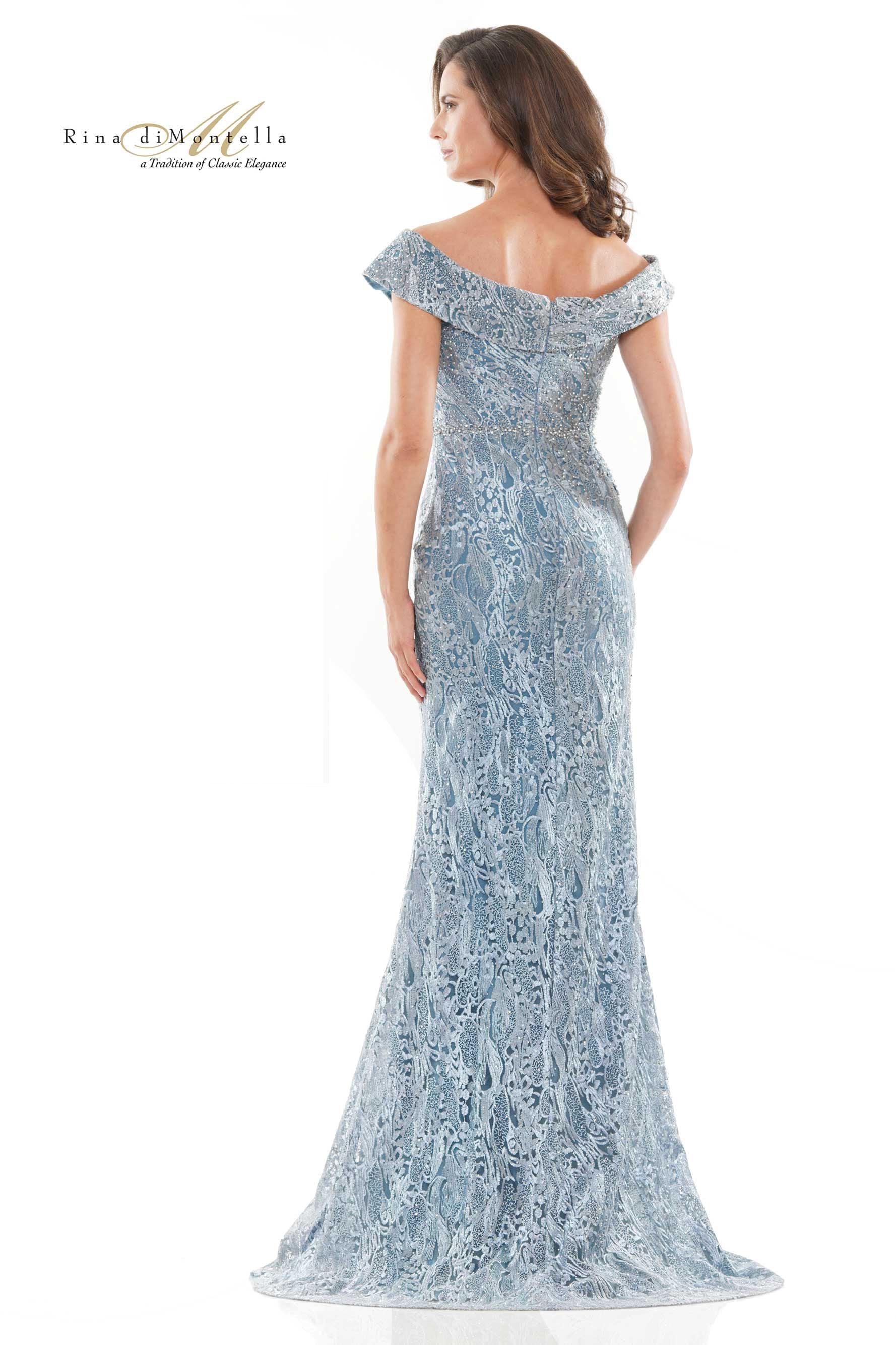 Rina Di Montella -RD2740-1 Off Shoulder Mermaid Lace Gown