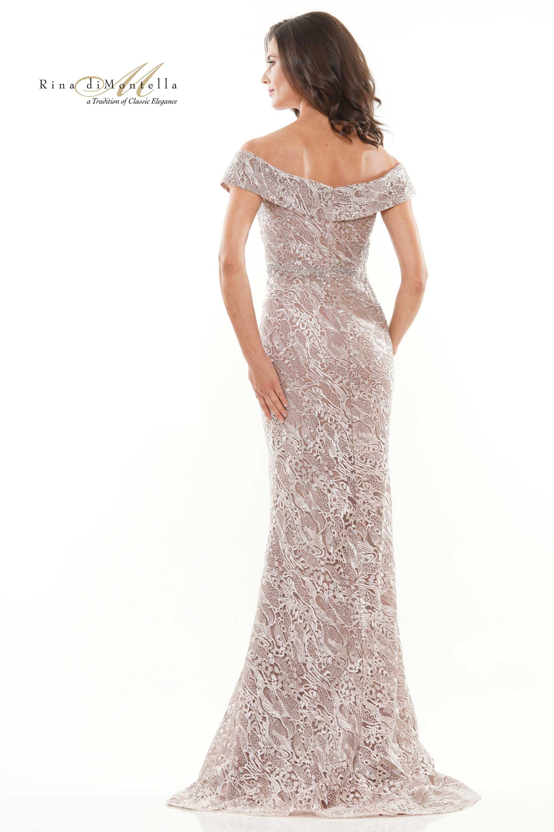 Rina Di Montella -RD2740 Off Shoulder Mermaid Lace Gown