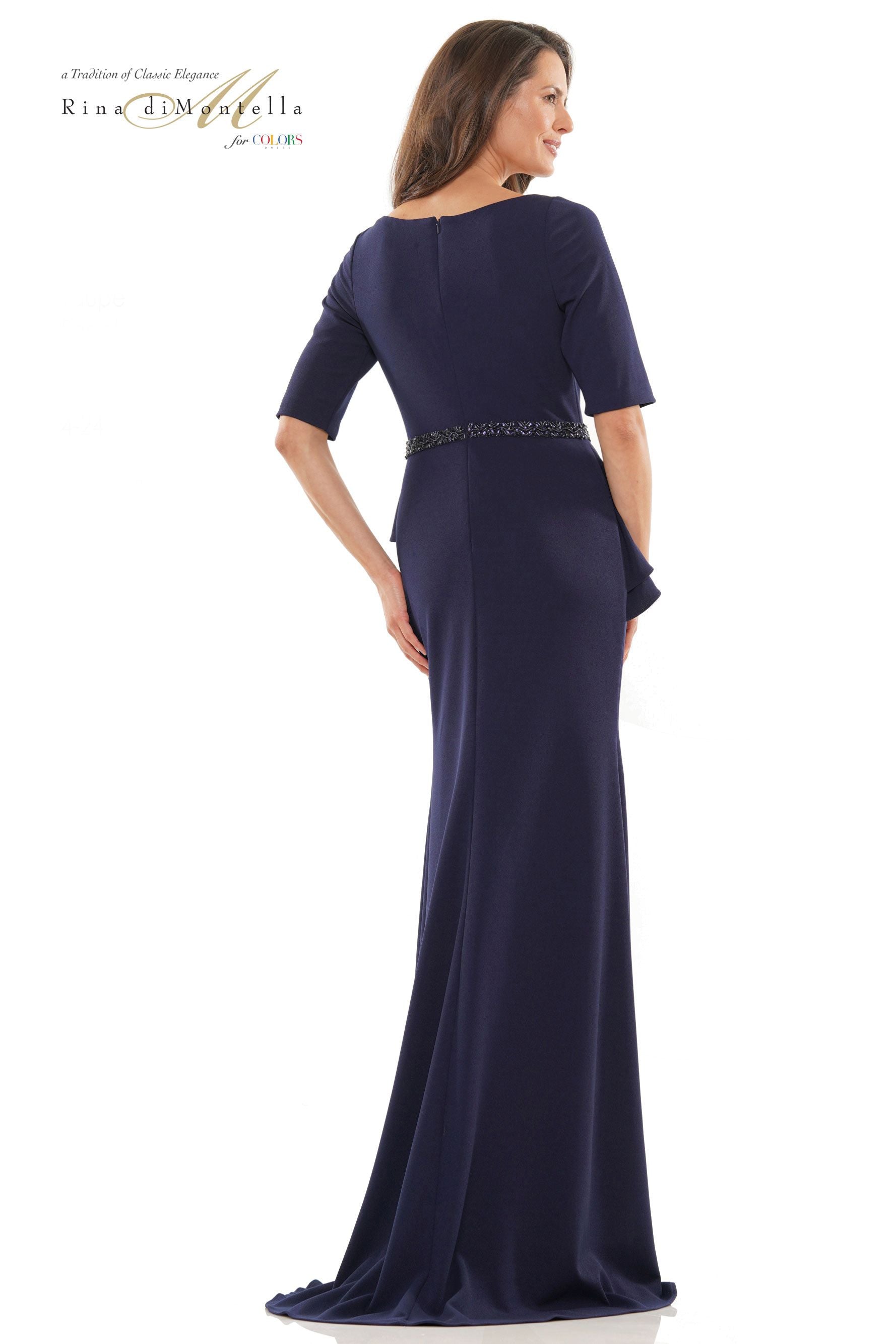 Rina Di Montella Sleeves Square Neck Column Dress -RD2761