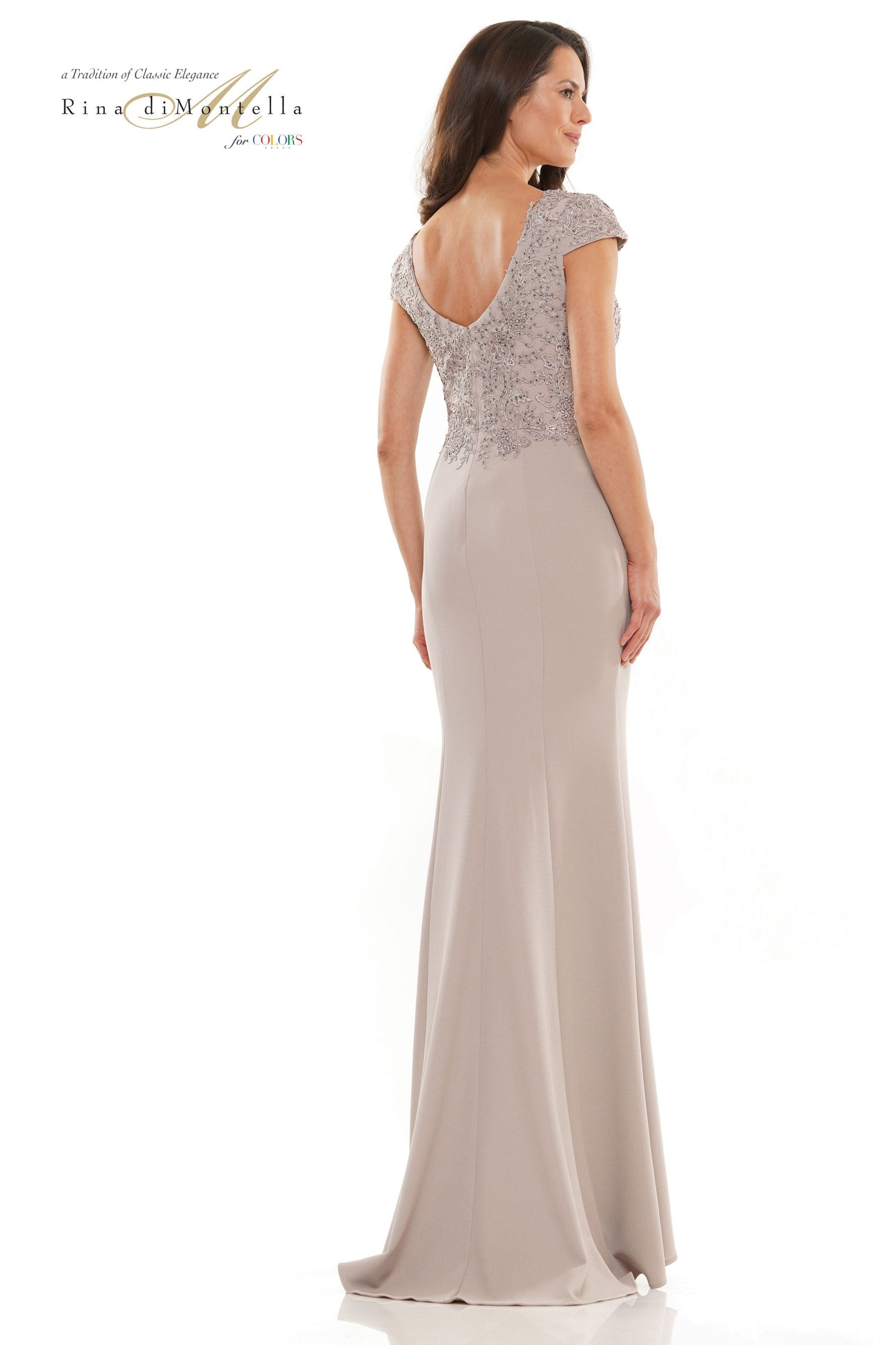 Rina Di Montella -RD2763 Cap Sleeve V-Neck Sheath Dress