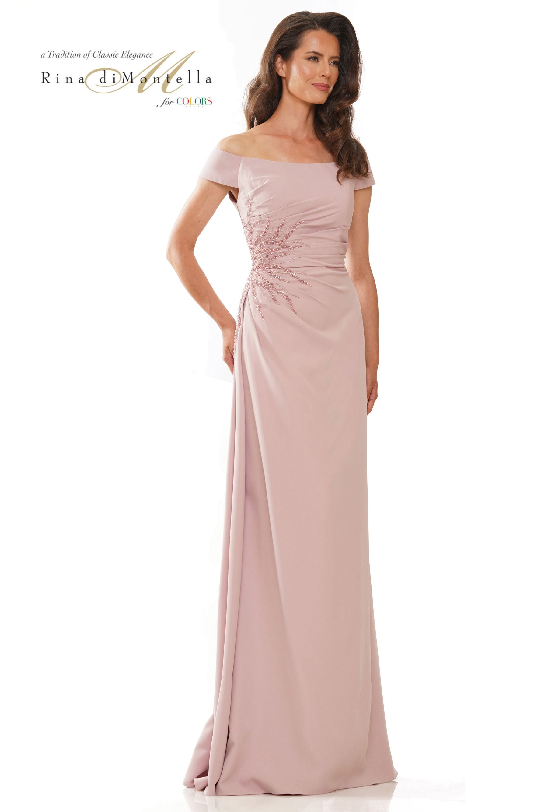 Rina Di Montella -RD2806 Off Shoulder Column dress