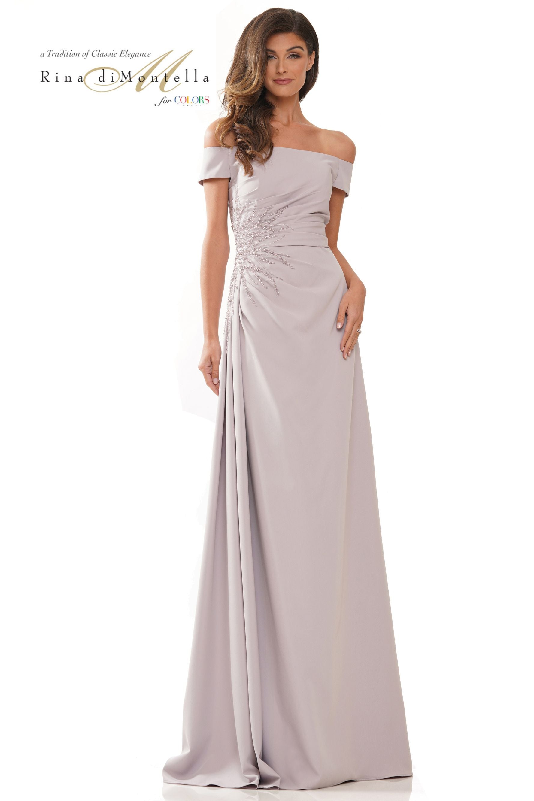 Rina Di Montella -RD2806 Off Shoulder Column dress