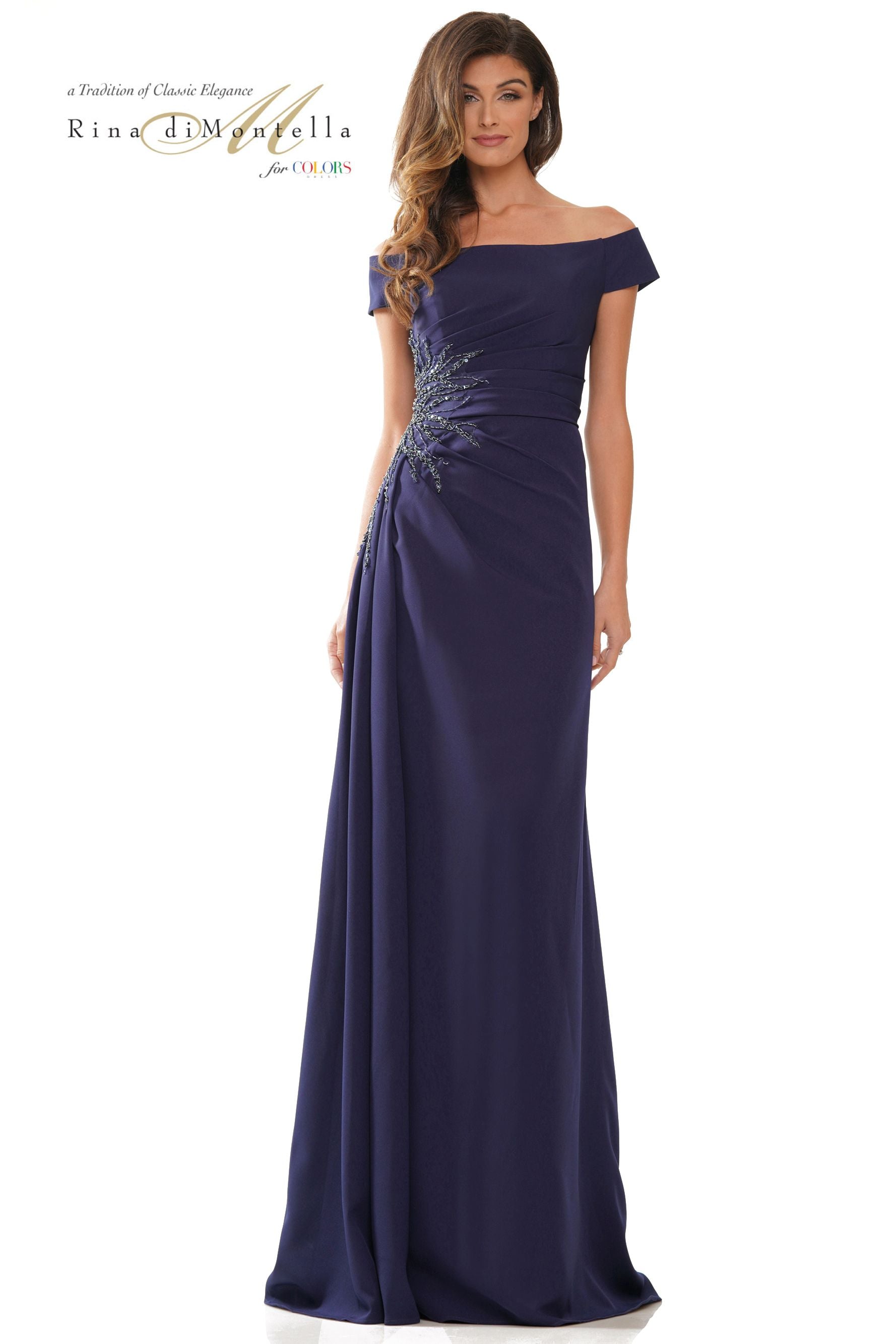 Rina Di Montella -RD2806 Off Shoulder Column dress
