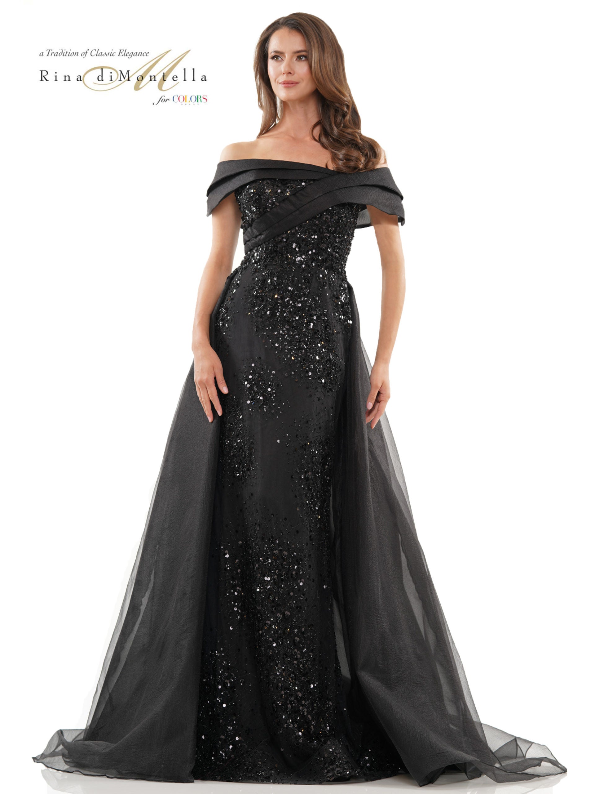 Rina Di Montella -RD2816 Off-Shoulder Sheath Evening Gown