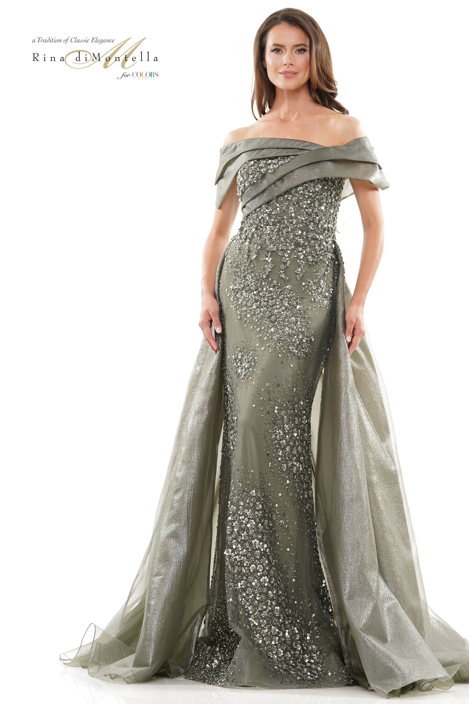 Rina Di Montella -RD2816 Off-Shoulder Sheath Evening Gown