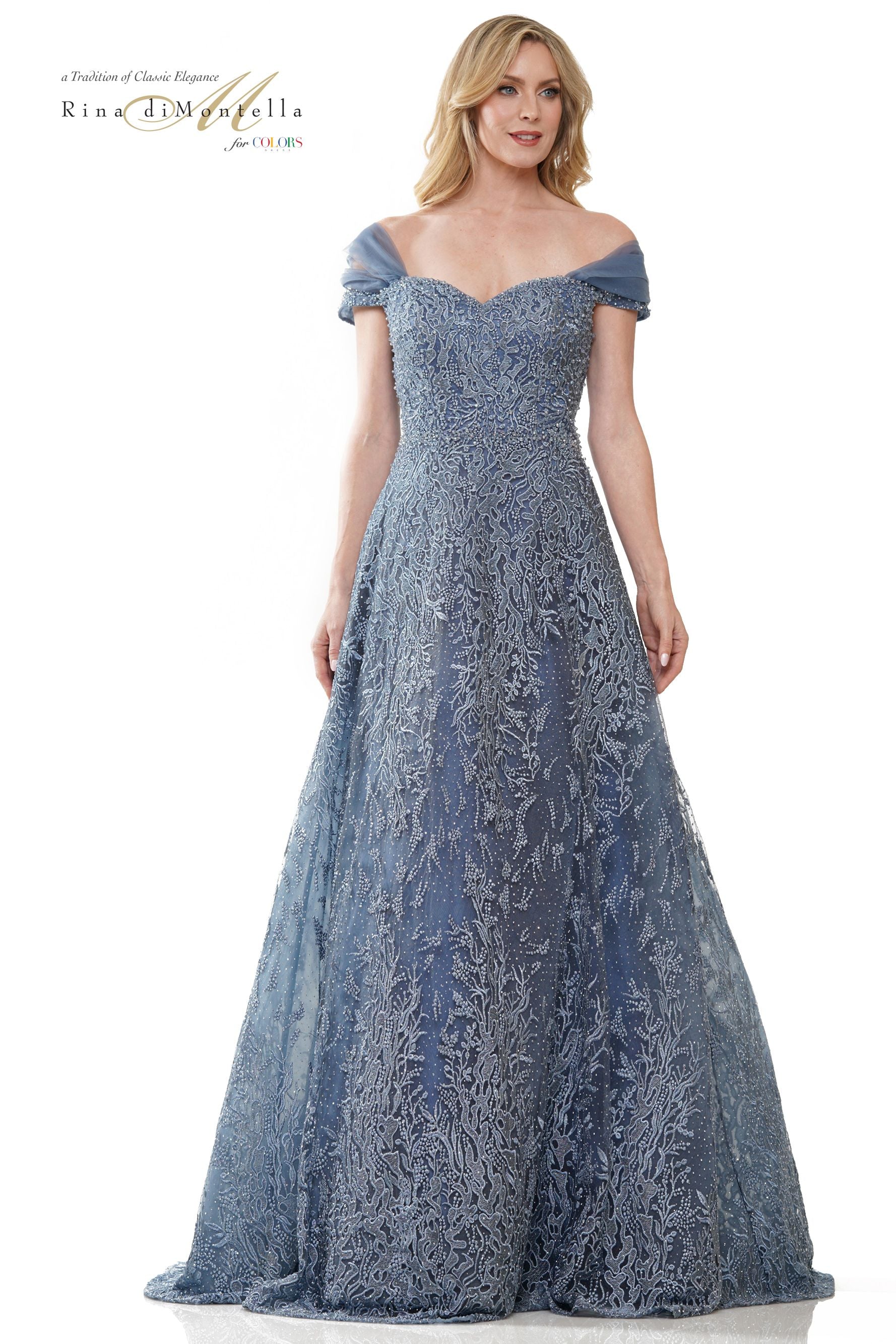 Rina Di Montella Embroidery Sweetheart A-Line Long Gown -RD2902