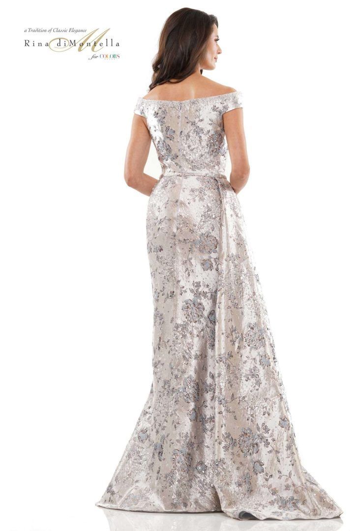 Rina Di Montella -RD2912-1 Fitted Long V-Neck Evening Dress