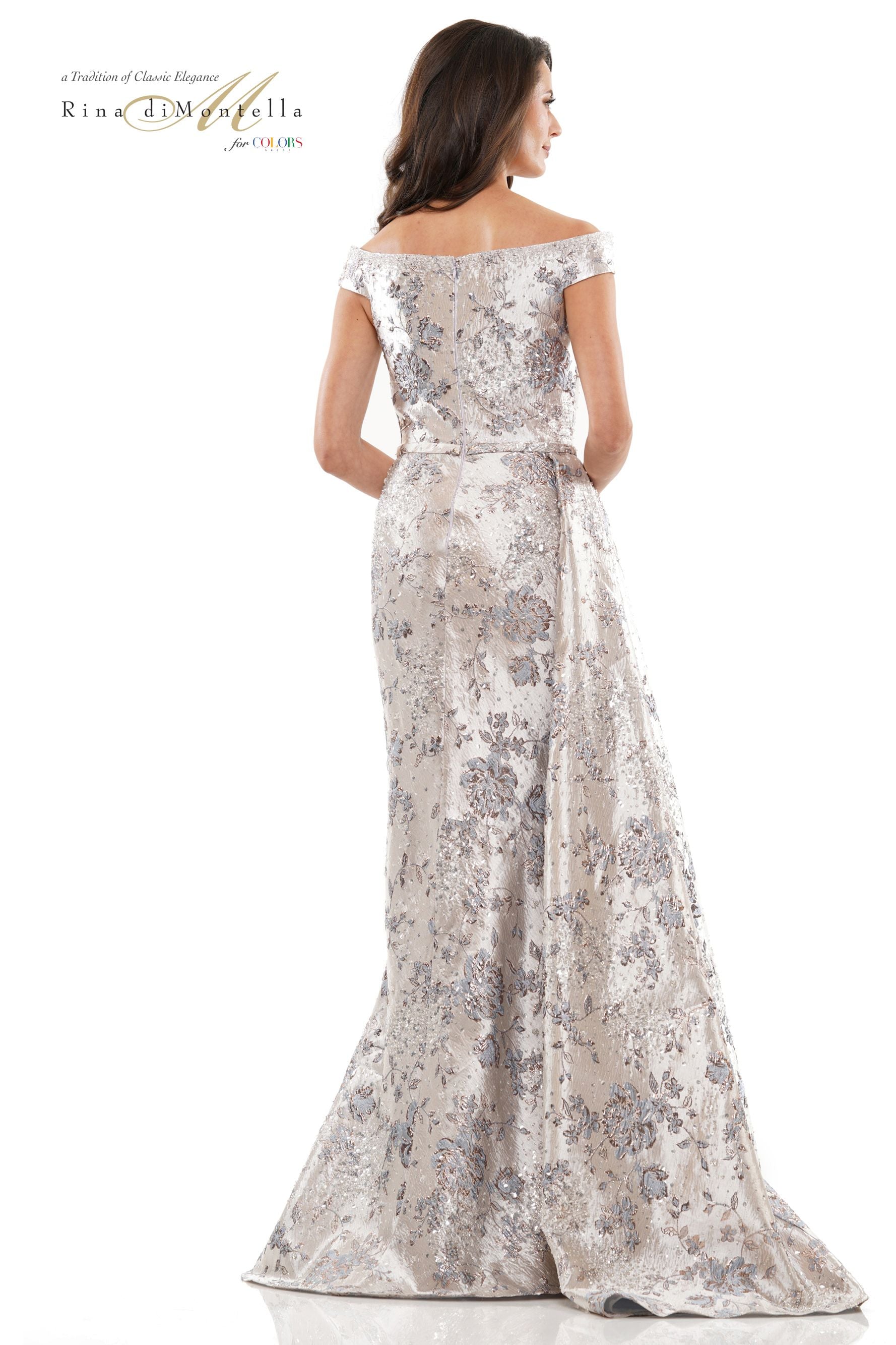 Rina Di Montella -RD2912 Fitted Long V-Neck Evening Dress