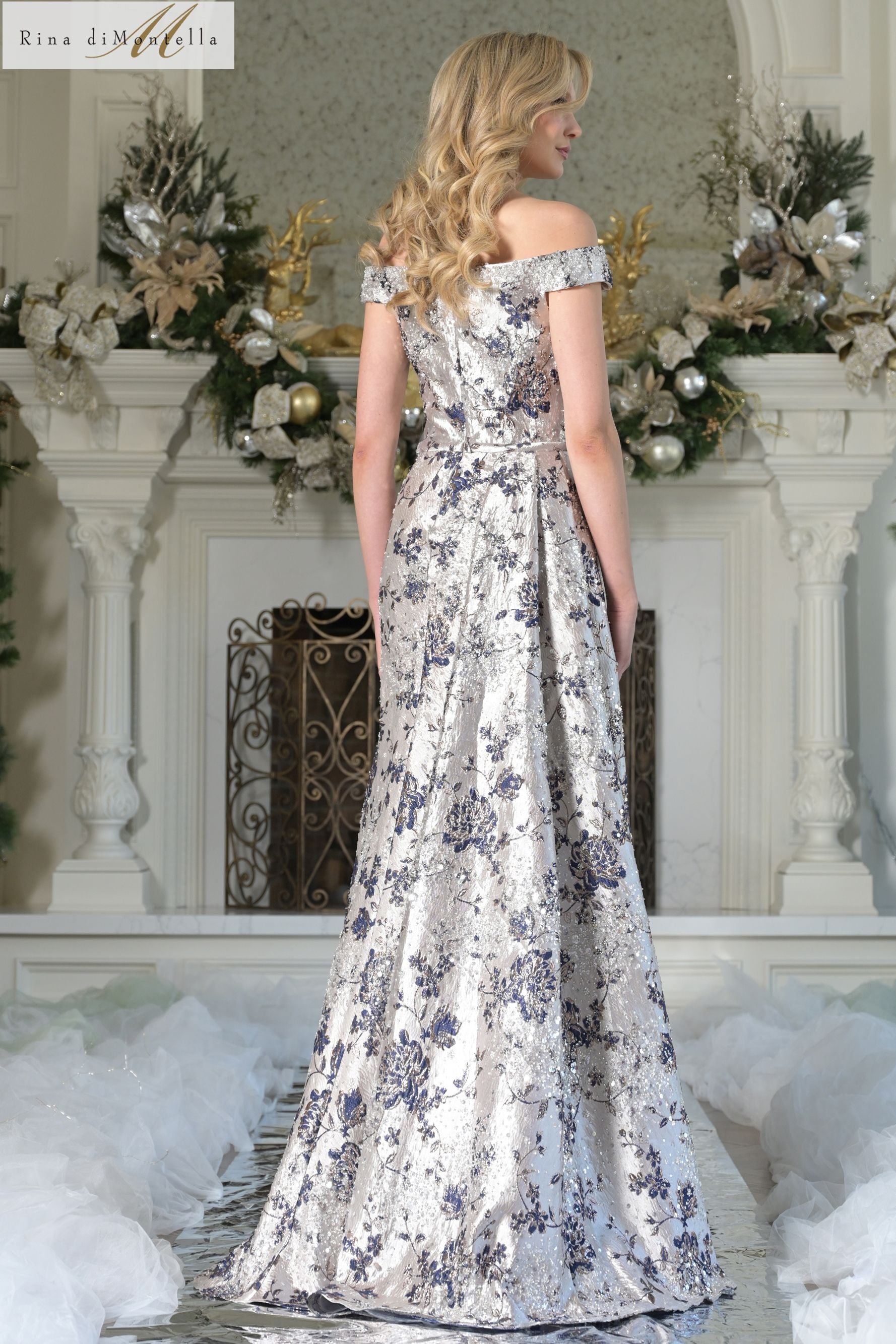 Rina Di Montella -RD2912 Fitted Long V-Neck Evening Dress