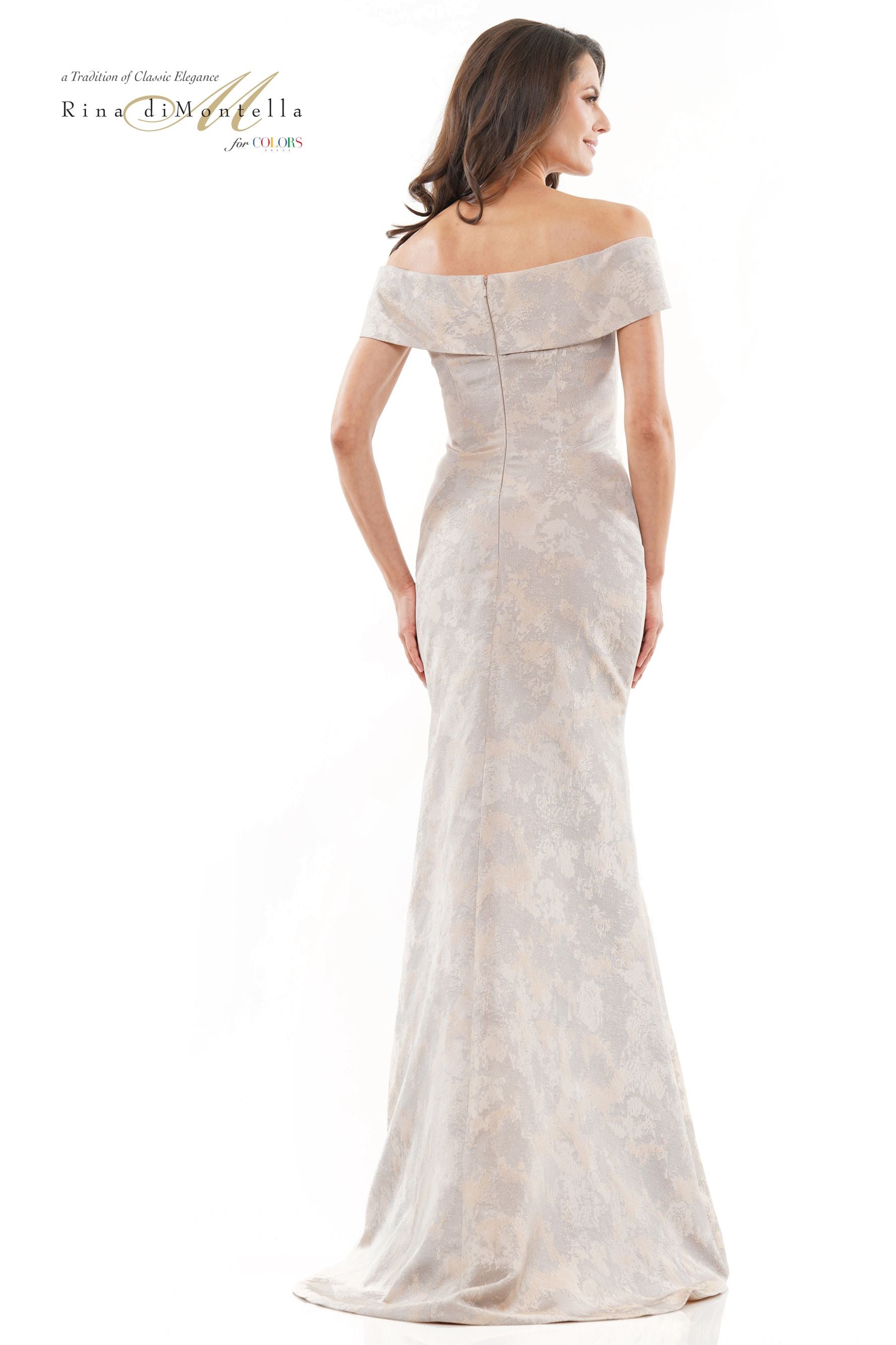 Rina Di Montella Fitted Strapless Off The Shoulder Long Dress -RD2937