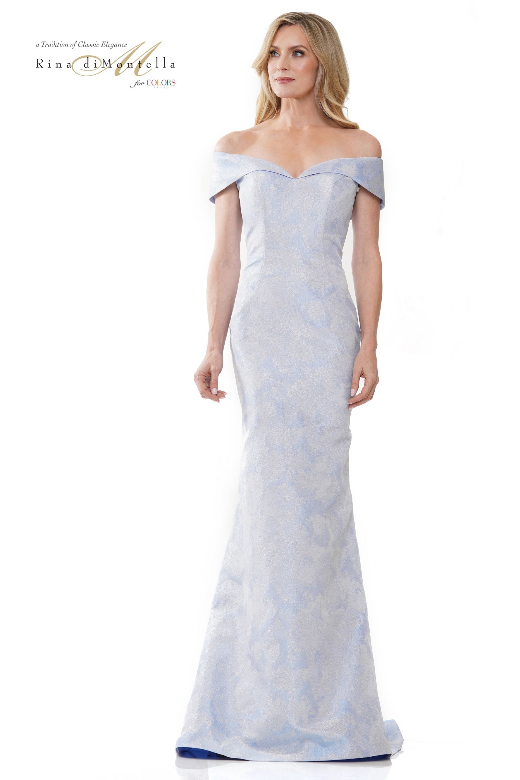 Rina Di Montella Fitted Strapless Off The Shoulder Long Dress -RD2937