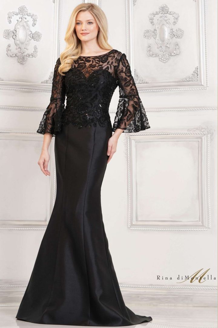 Rina Di Montella -RD2939 Floral Beaded Bodice Mermaid Dress