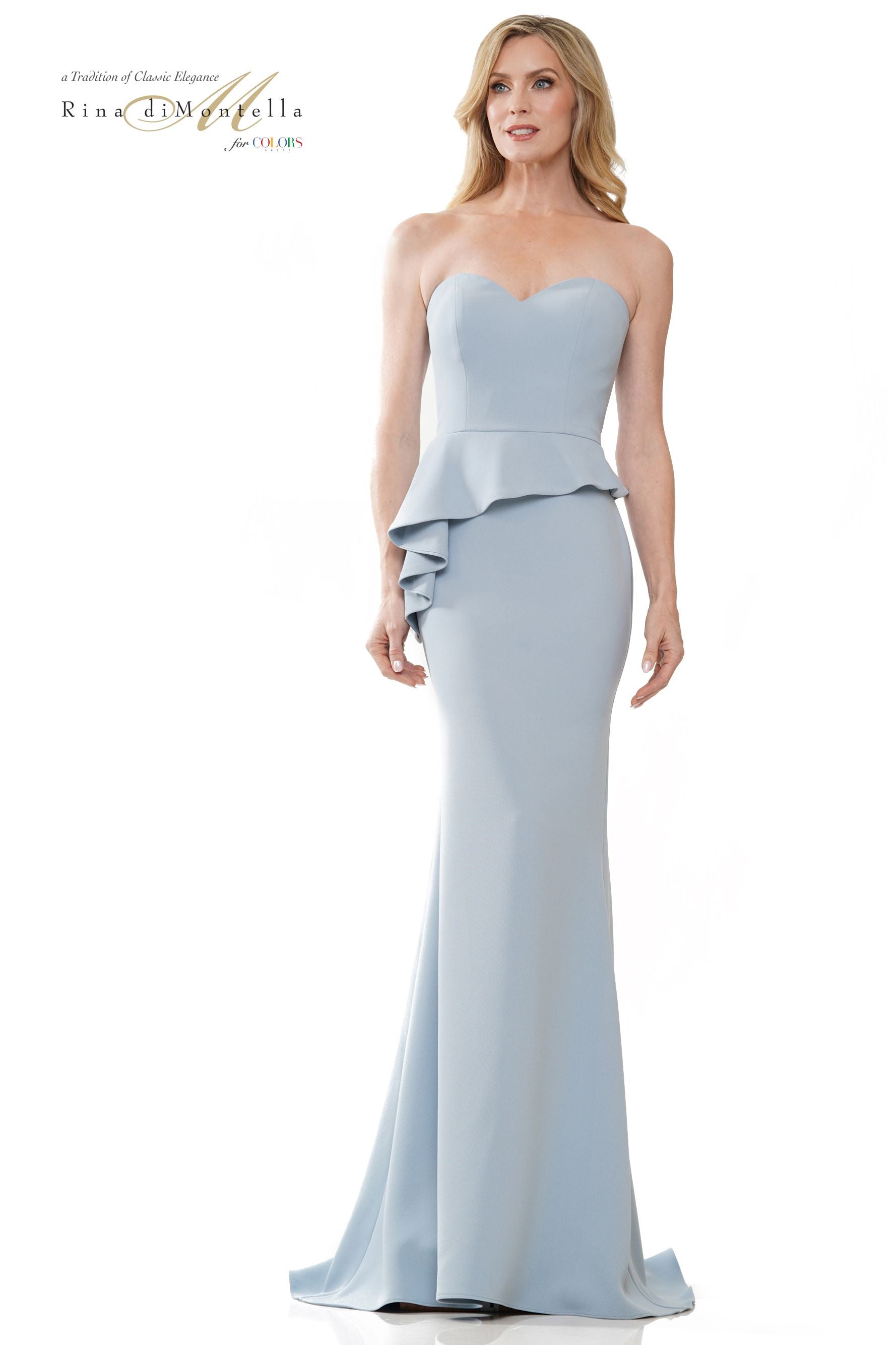 Rina Di Montella Fitted Crepe Sweetheart Long Dress -RD2948