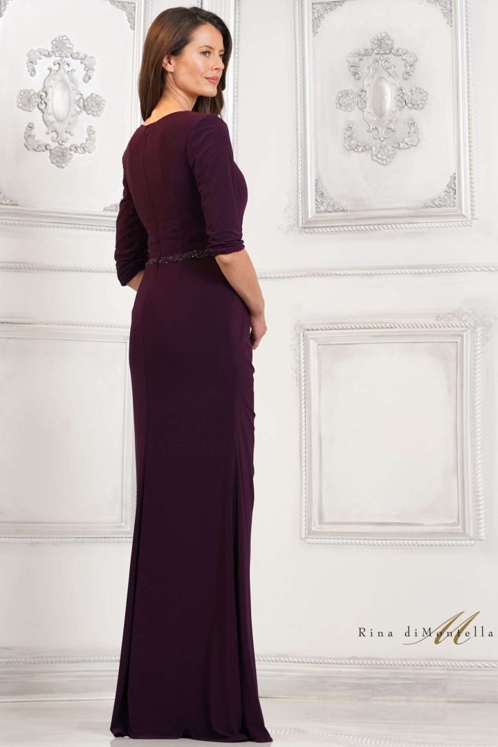 Clearance Sale Rina Di Montella -RD3109 V-Neck Ruched Jersey Sheath Dress