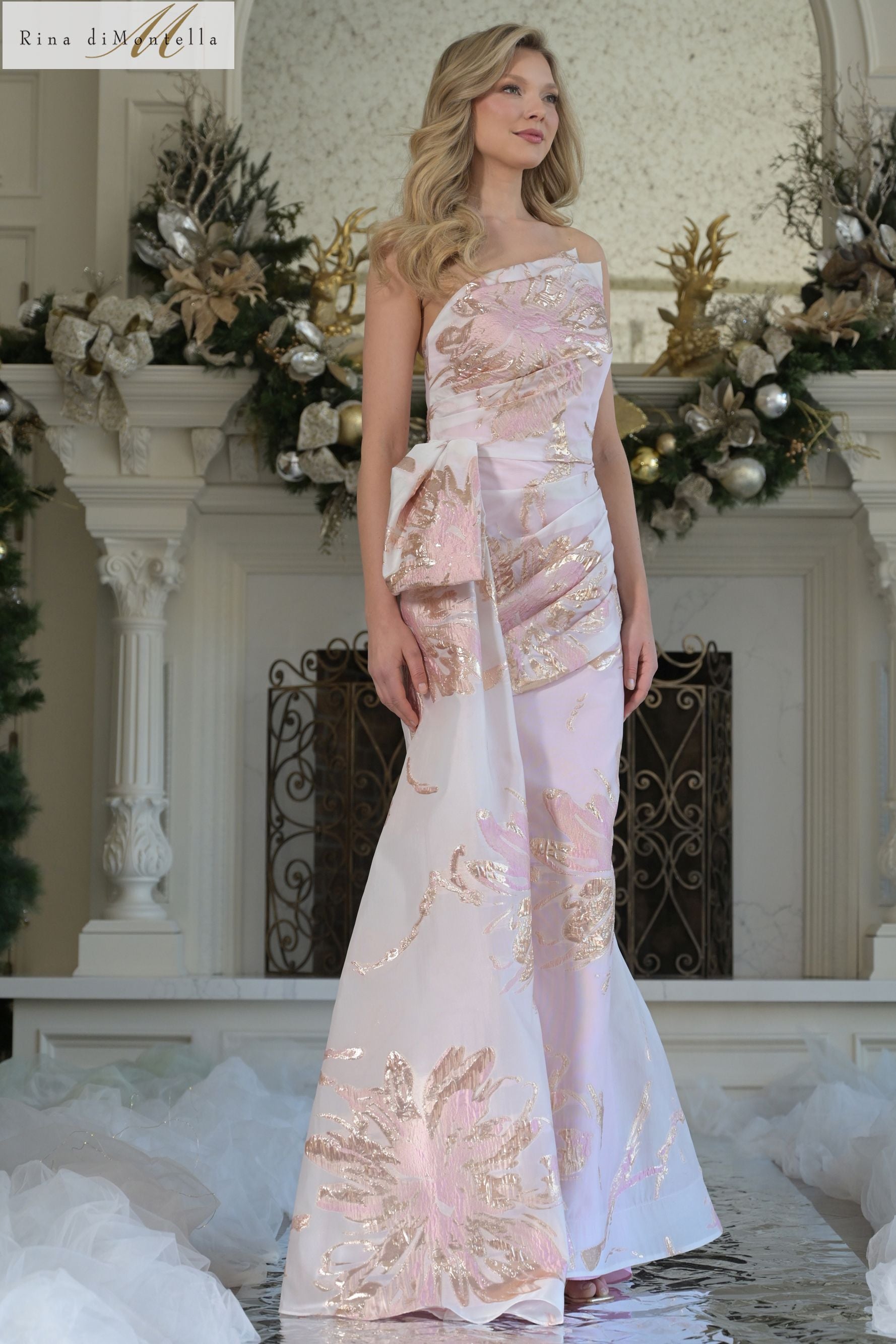 Rina Di Montella -RD3233 Organza Jacquard One shoulder Prom Gown